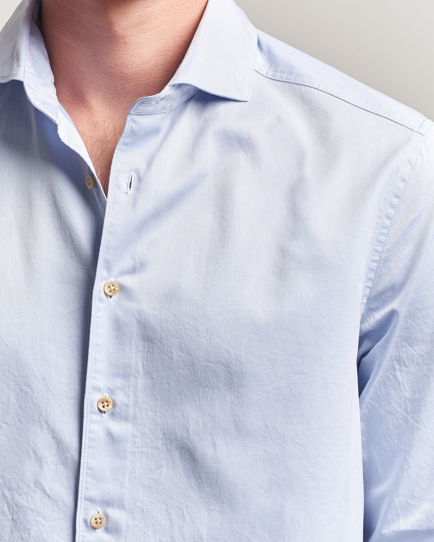 Herren | Hemden | Stenströms | Slimline Washed Cotton Twill Cut Away Shirt Blue