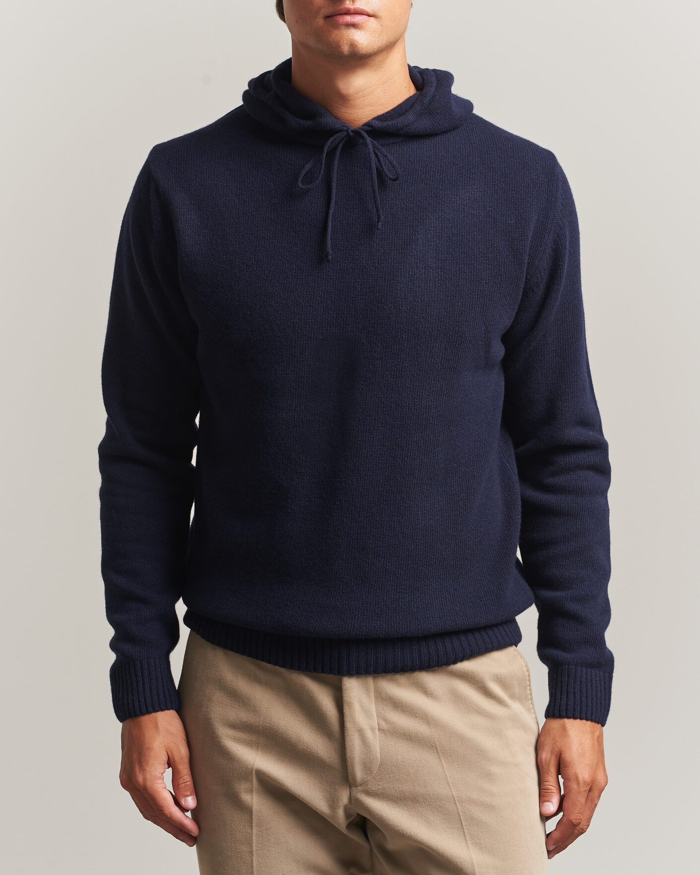 Herren | Pullover | Stenströms | Brushed Merino Hood Navy