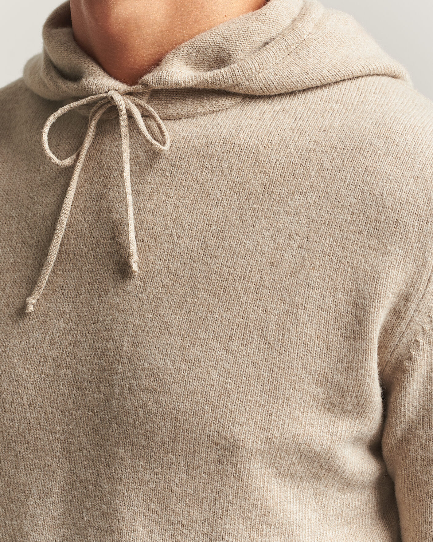 Herren | Pullover | Stenströms | Brushed Merino Hood Beige