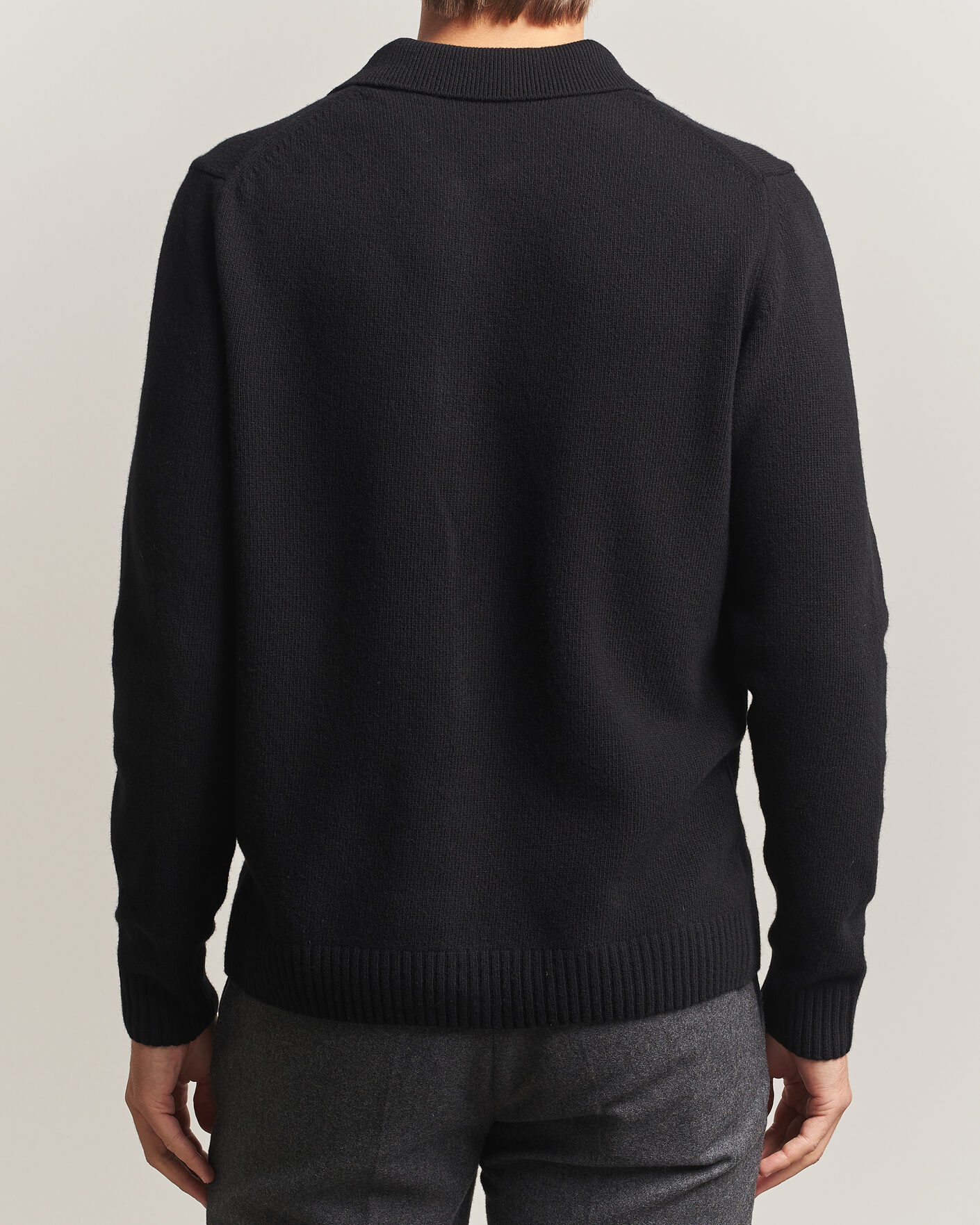 Herren | Pullover | Stenströms | Brushed Merino Polo Cardigan Black
