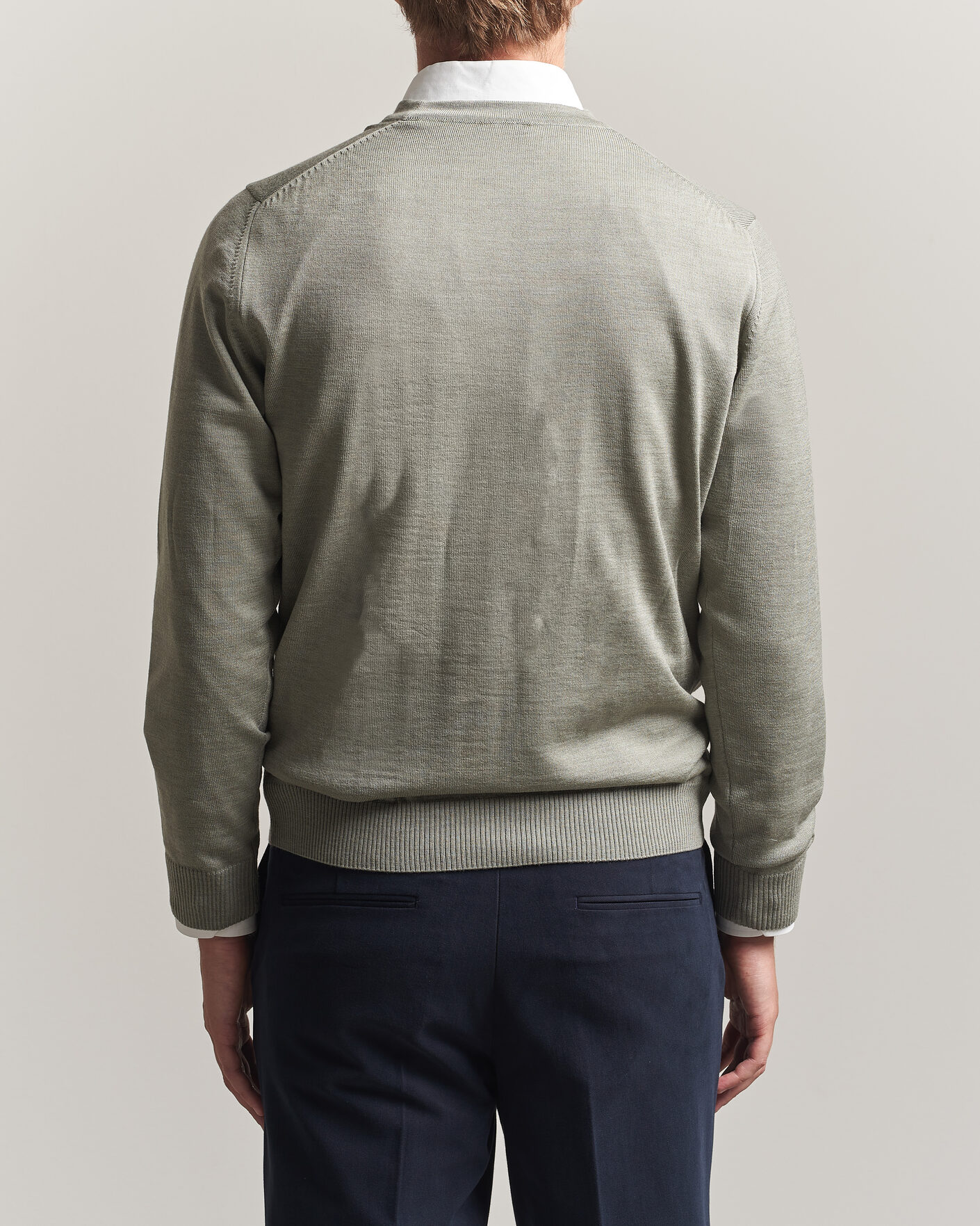 Herren | Pullover | Stenströms | Merino Cardigan Green/Grey
