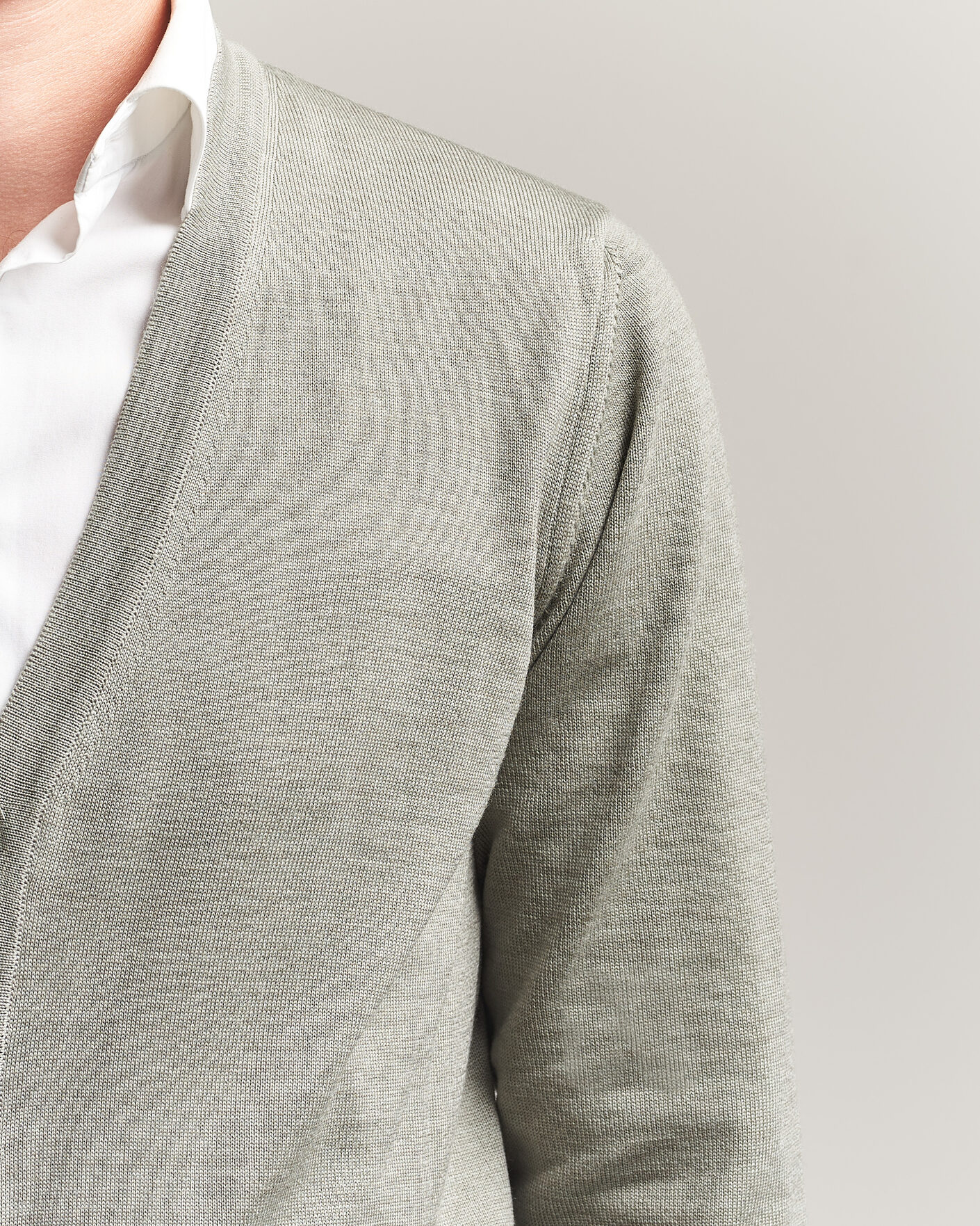 Herren | Pullover | Stenströms | Merino Cardigan Green/Grey