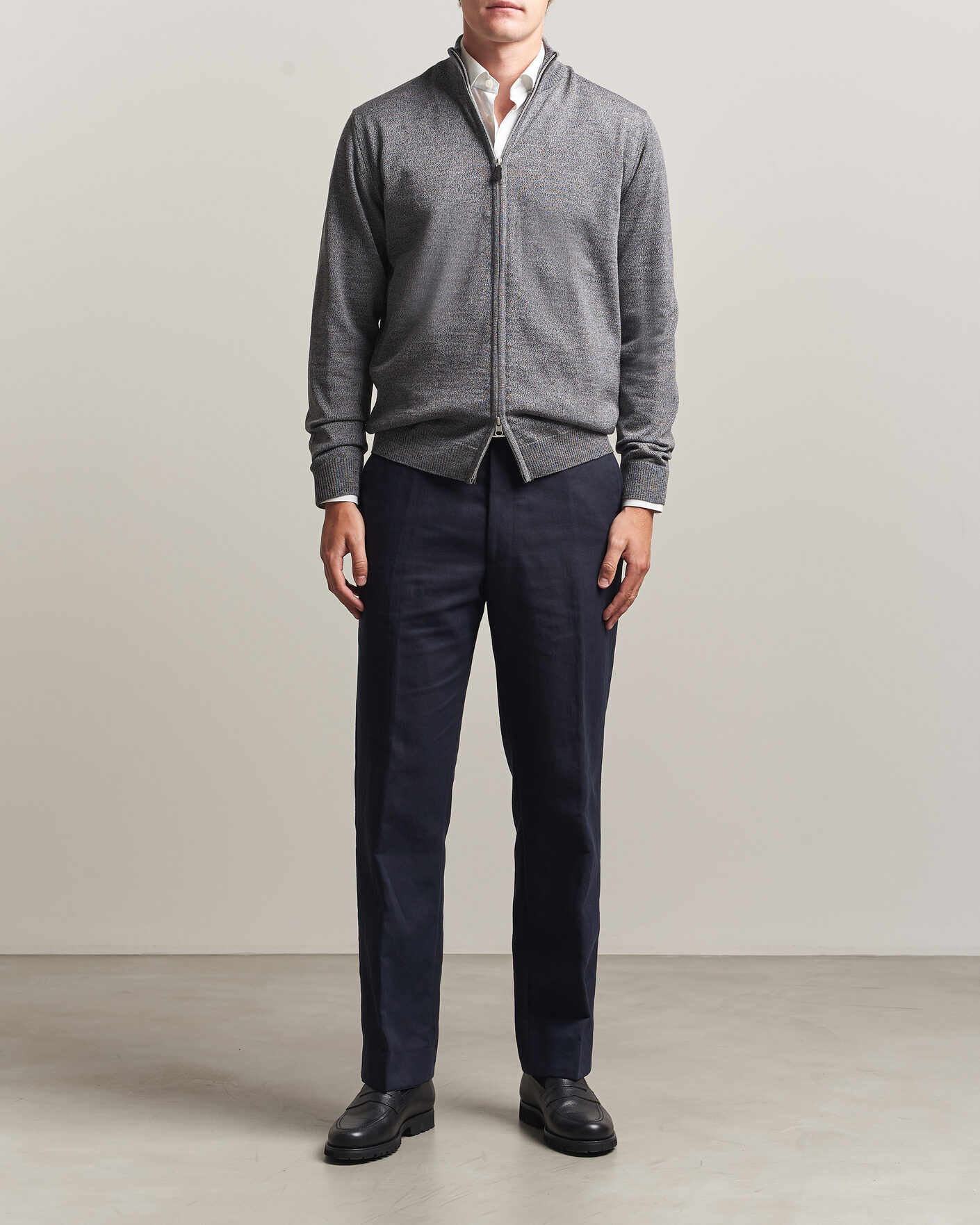 Herren | Pullover | Stenströms | Merino Full Zip Grey