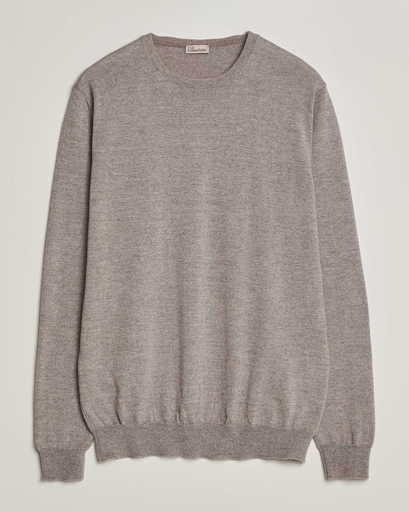 Herren | Pullover | Stenströms | Merino Patch Crew Neck Beige