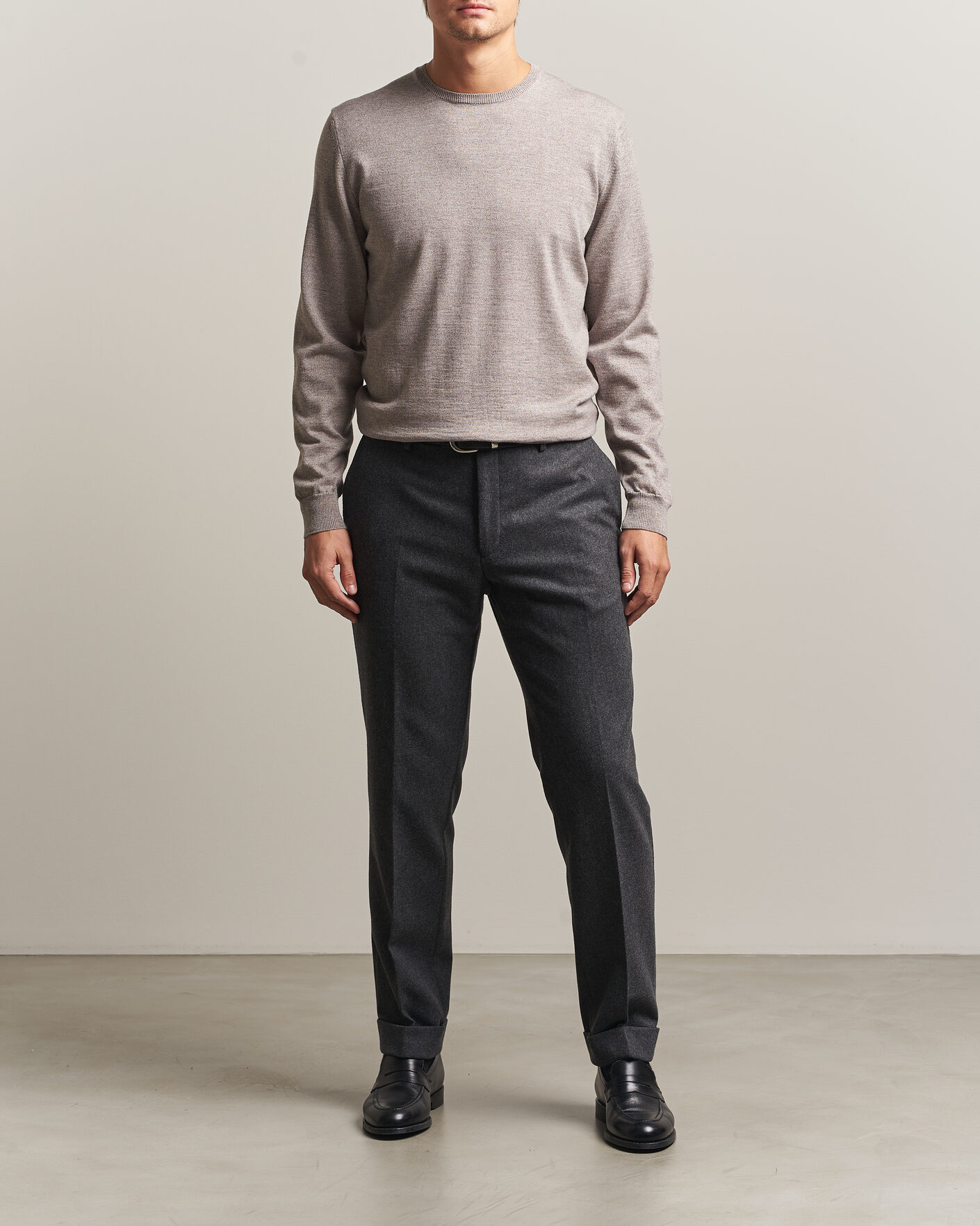 Herren | Pullover | Stenströms | Merino Patch Crew Neck Beige