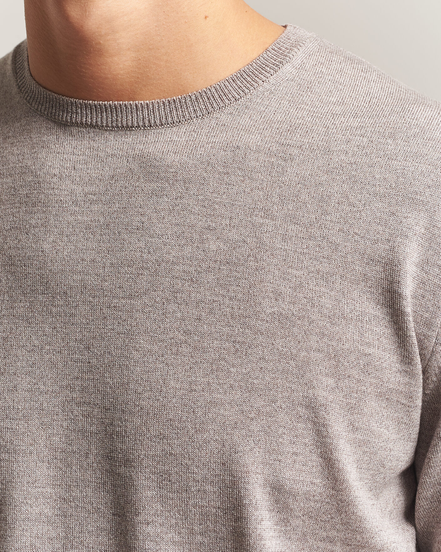 Herren | Pullover | Stenströms | Merino Patch Crew Neck Beige
