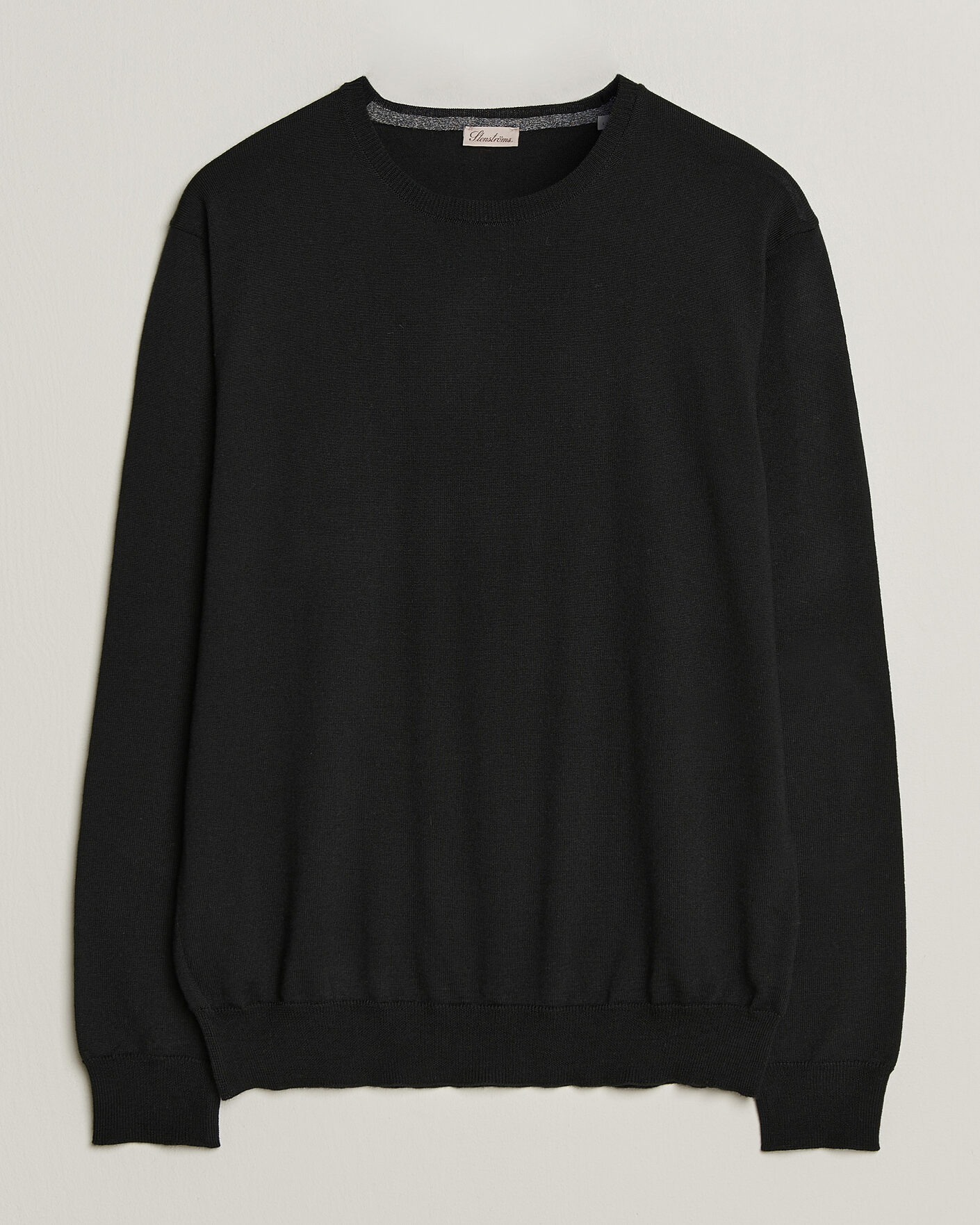 Herren | Pullover | Stenströms | Merino Patch Crew Neck Black