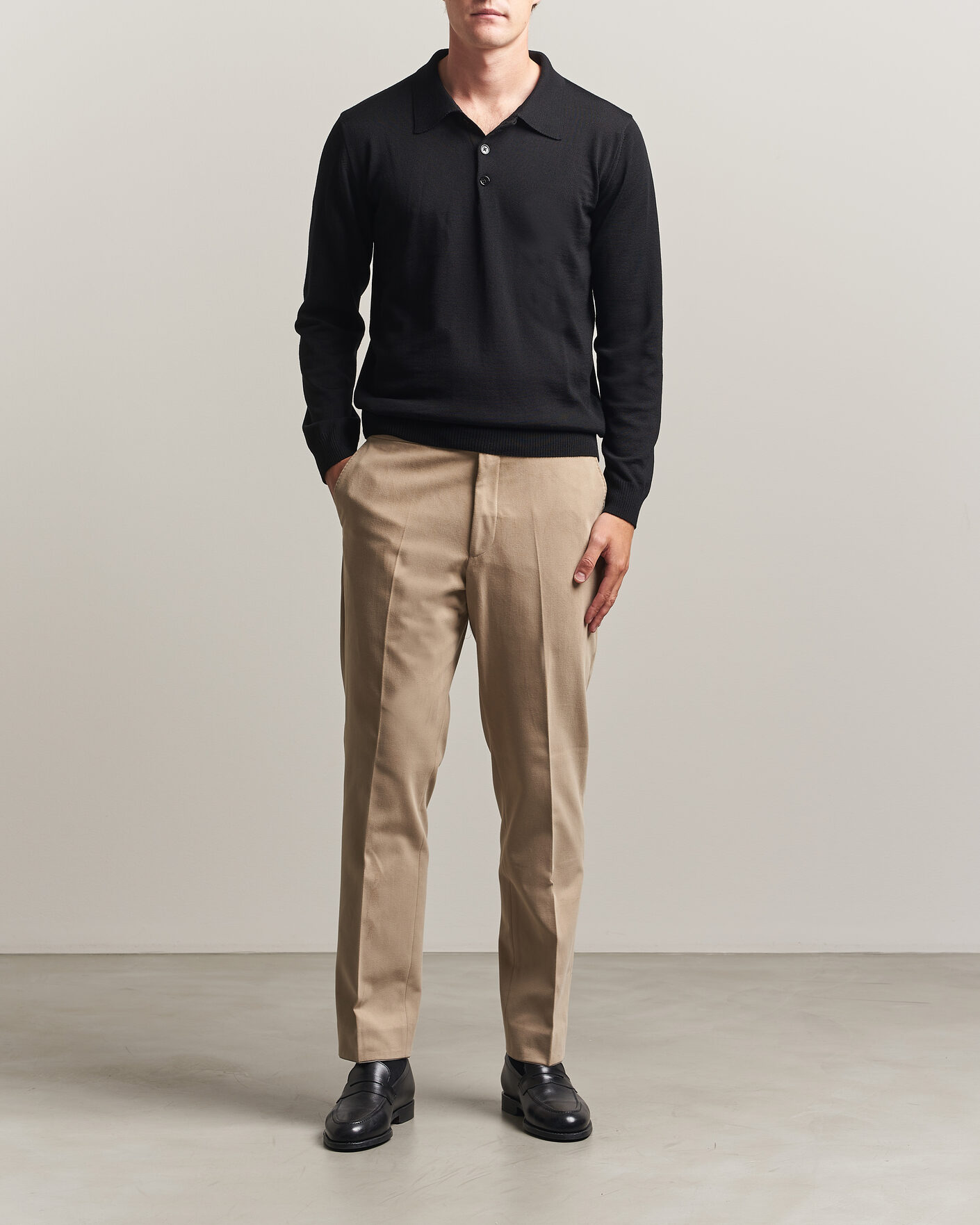 Herren | Pullover | Stenströms | Merino Polo Black
