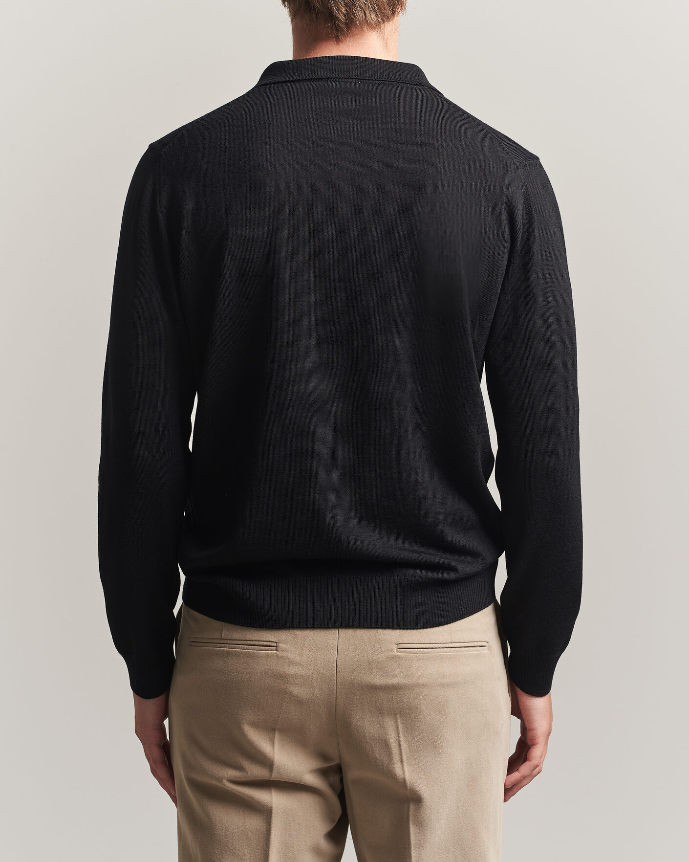 Herren | Pullover | Stenströms | Merino Polo Black