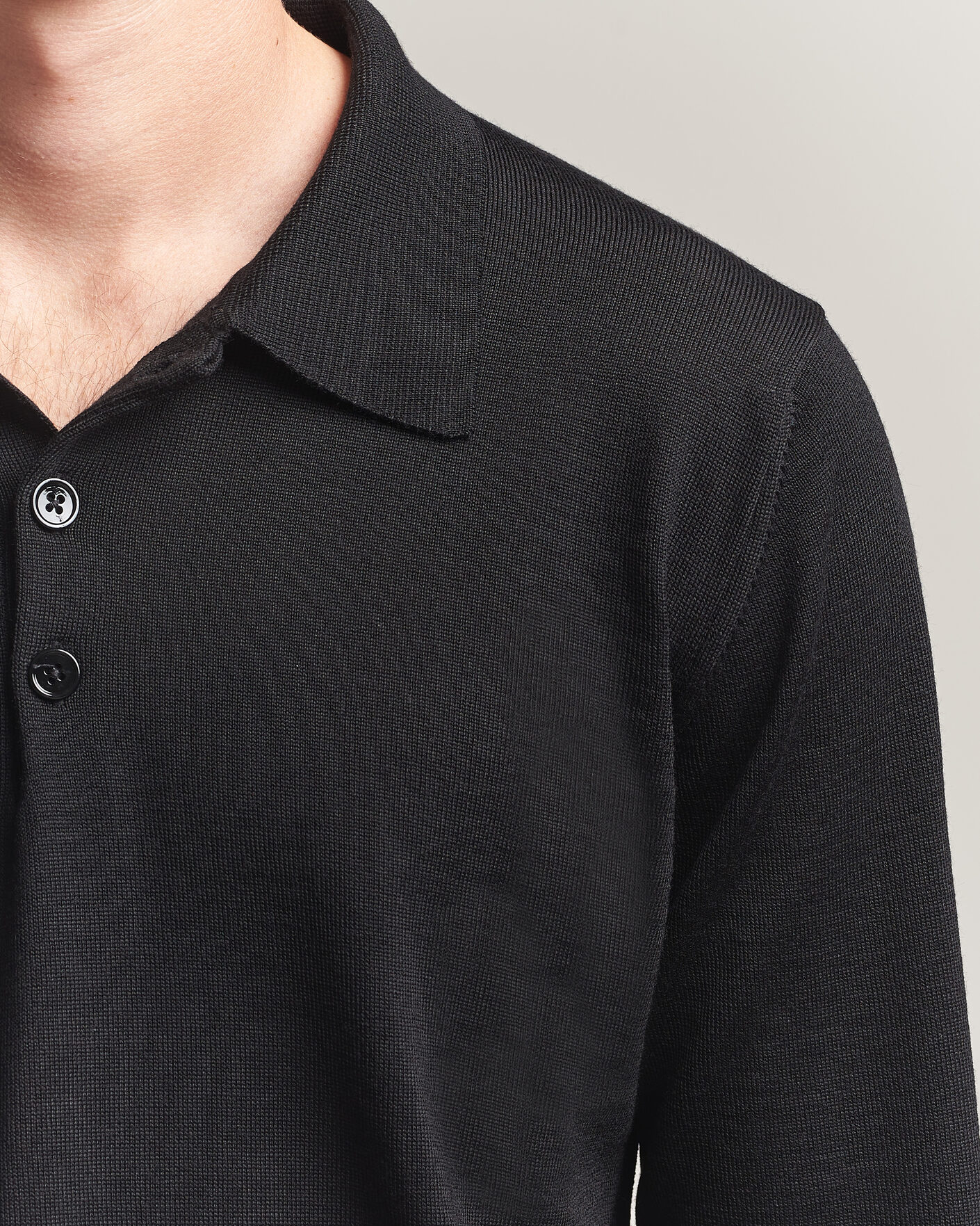 Herren | Pullover | Stenströms | Merino Polo Black