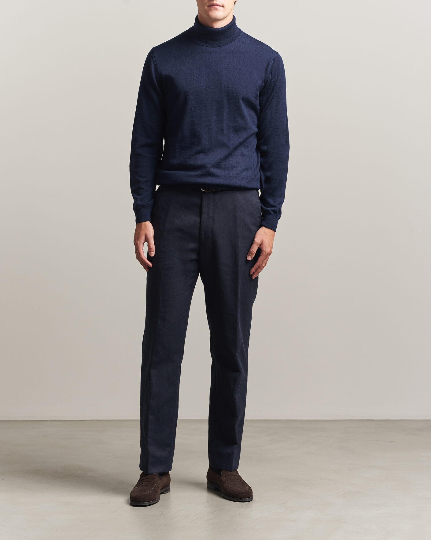 Herren | Pullover | Stenströms | Merino Rollneck Navy