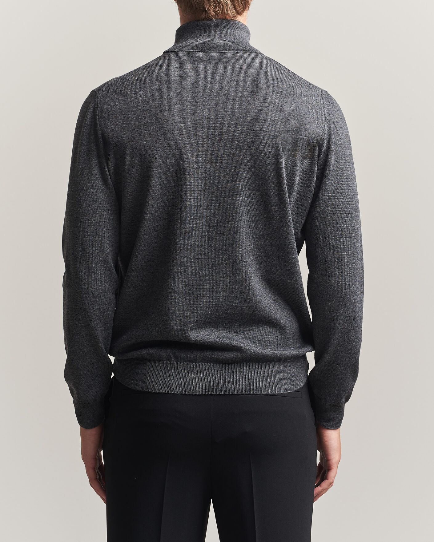 Herren | Pullover | Stenströms | Merino Rollneck Dark Grey