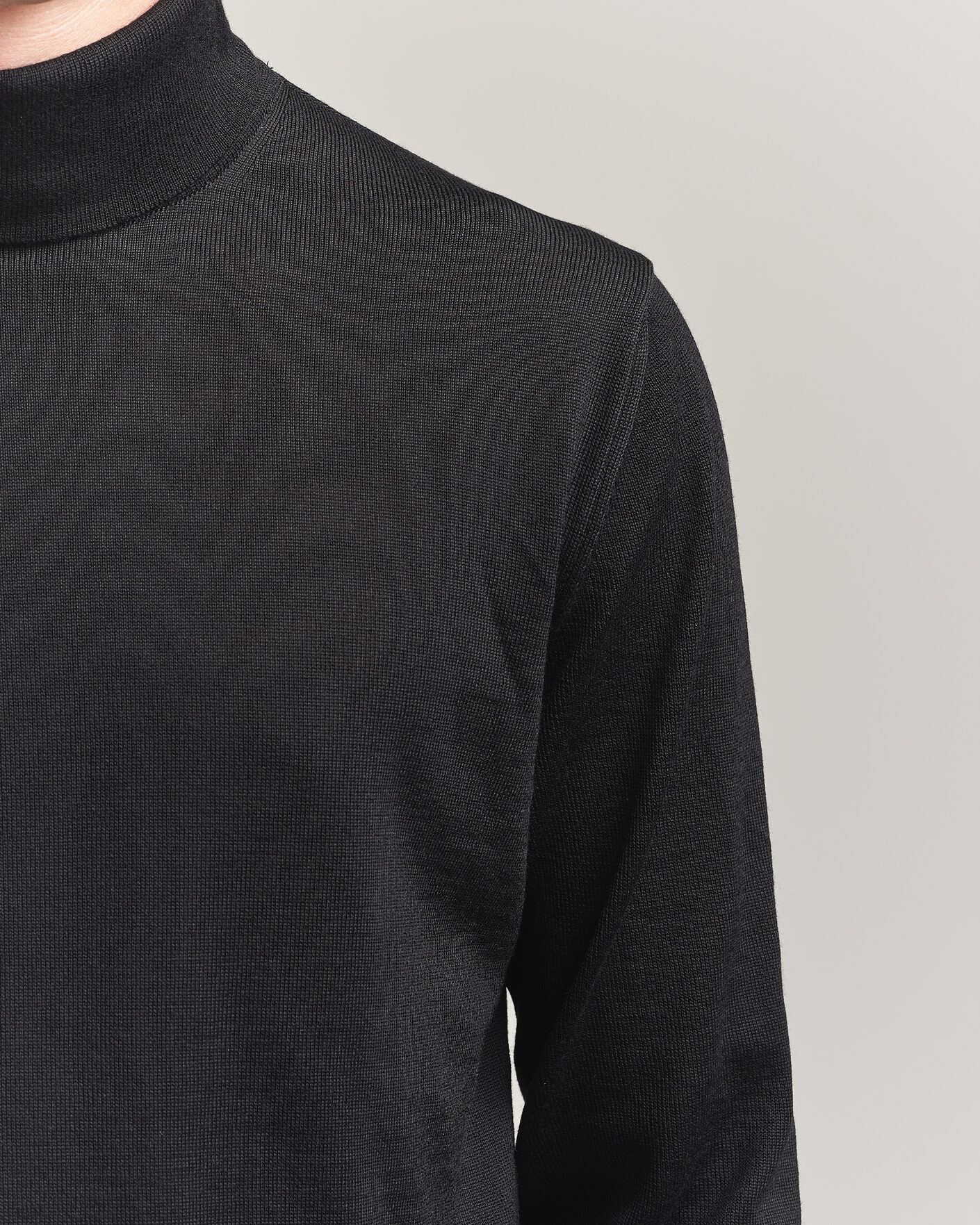 Herren | Pullover | Stenströms | Merino Rollneck Black