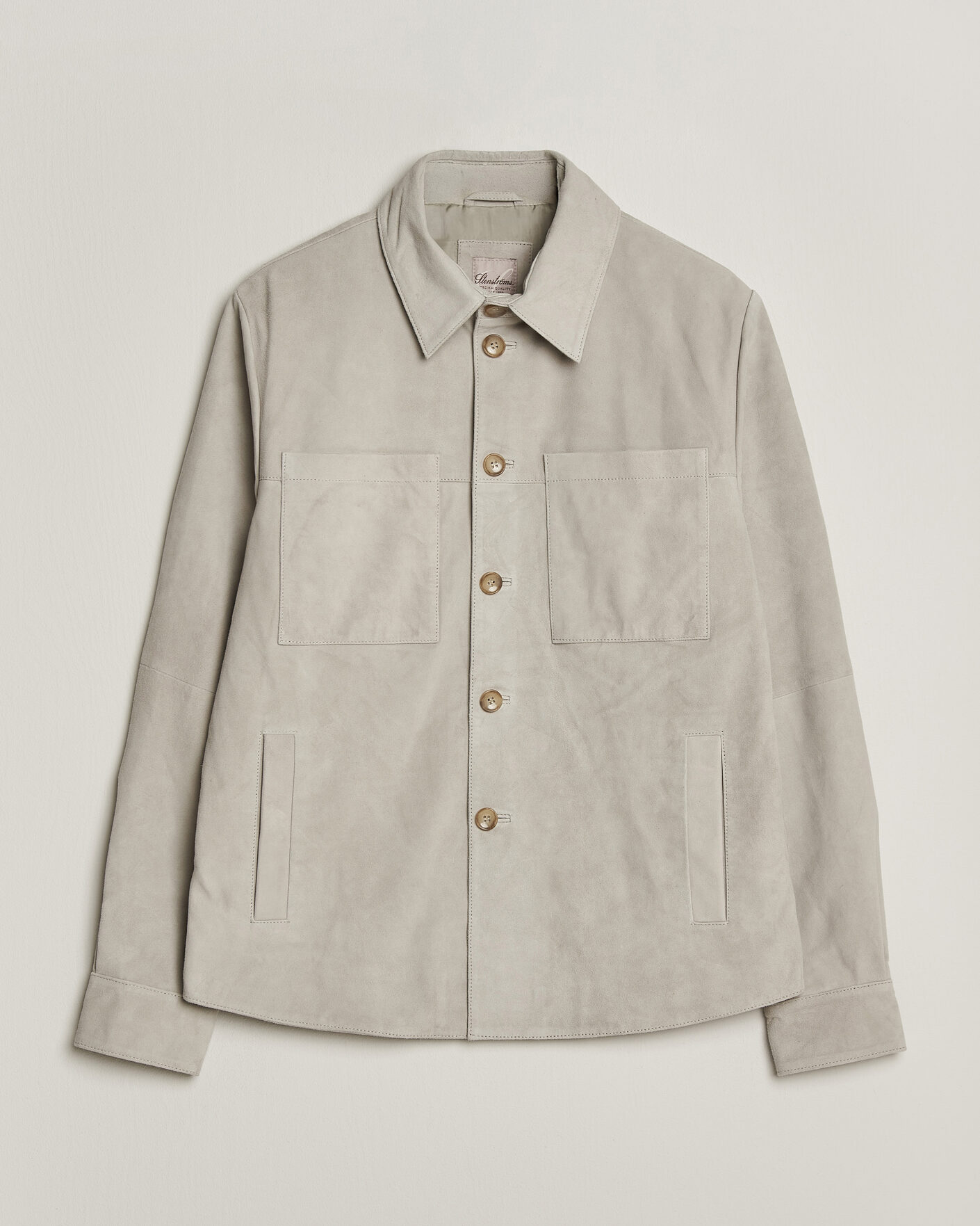 Herren | Hemden | Stenströms | Goat Suede Overshirt Light Grey