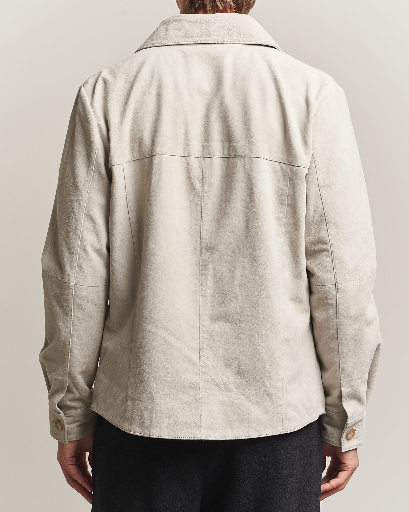 Herren | Hemden | Stenströms | Goat Suede Overshirt Light Grey