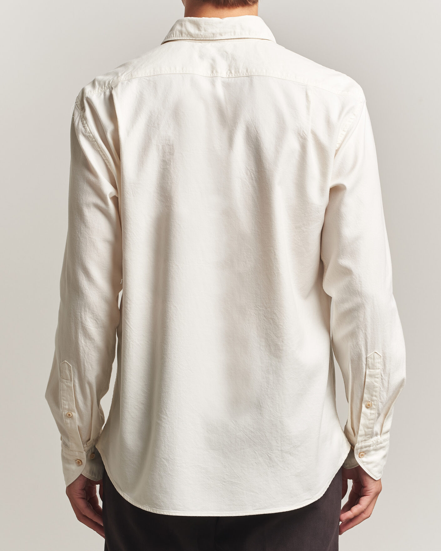 Herren | Hemden | Stenströms | Regular Fit Cut Away Flannel Shirt Off White