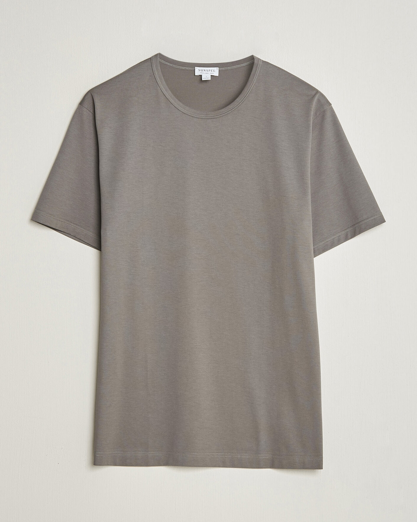 Herren | T-Shirts | Sunspel | Crew Neck Q82 Cotton T-Shirt Smoke Grey