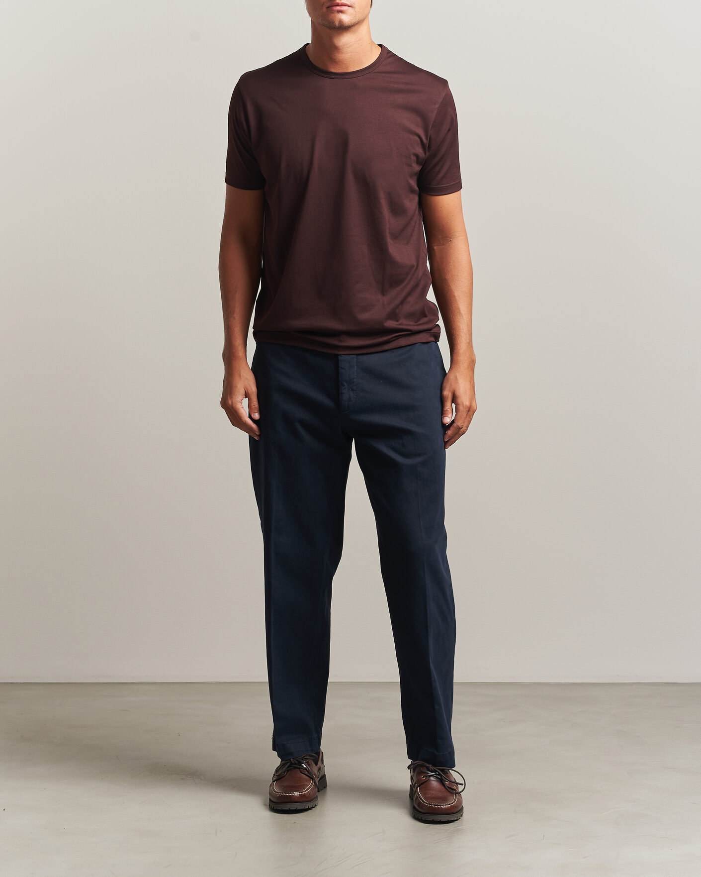 Herren | T-Shirts | Sunspel | Crew Neck Q82 Cotton T-Shirt Dark Brown