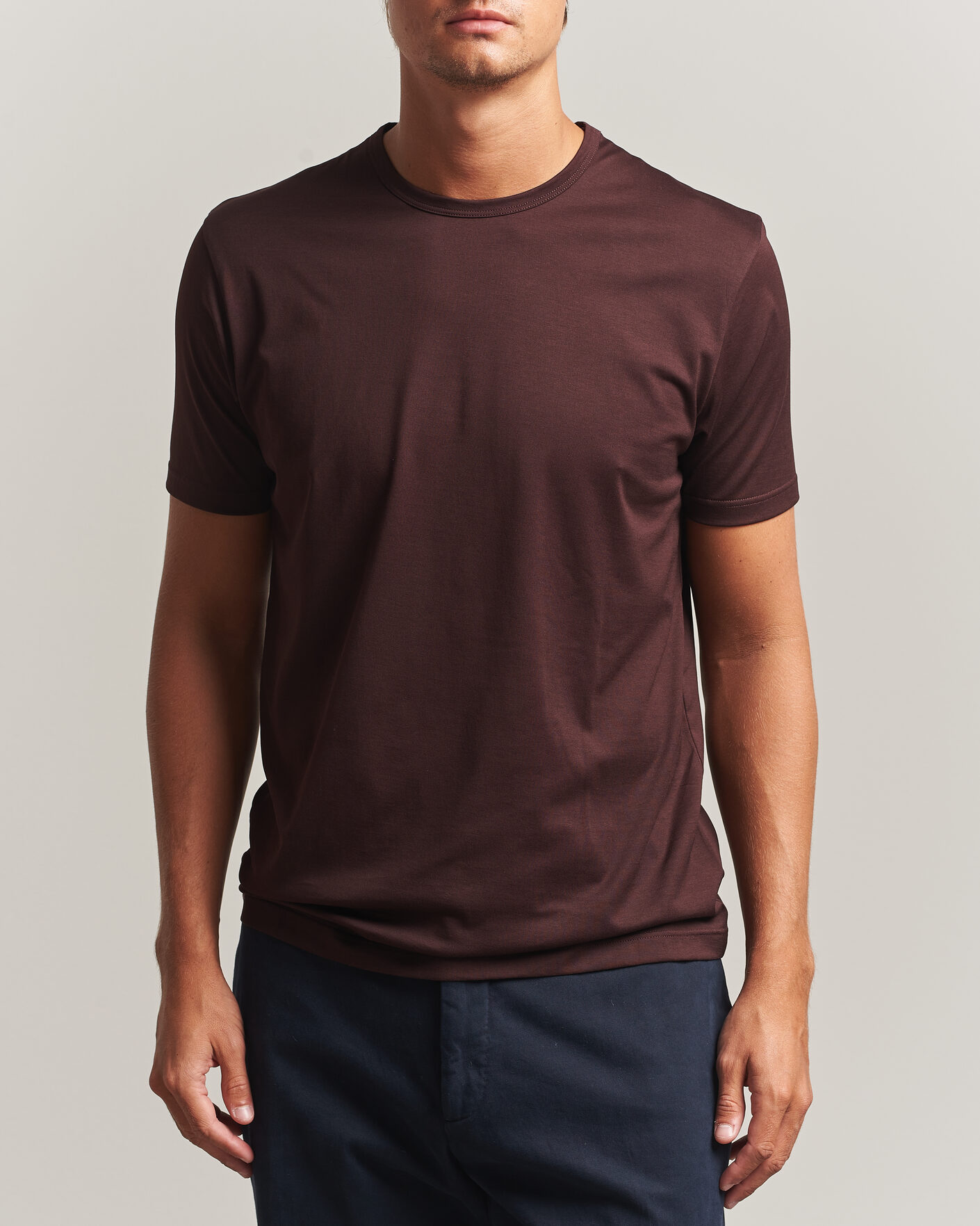 Herren | T-Shirts | Sunspel | Crew Neck Q82 Cotton T-Shirt Dark Brown