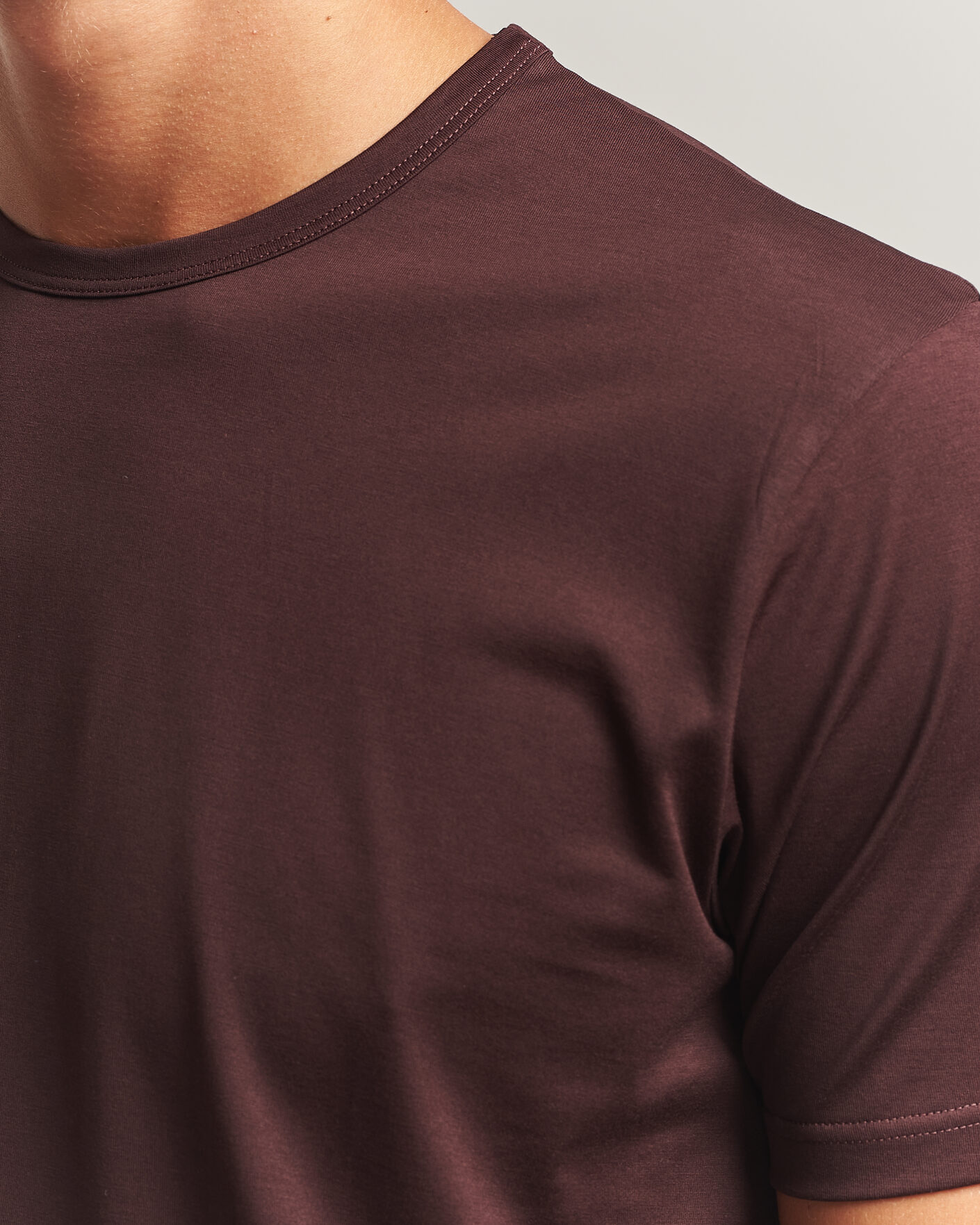 Herren | T-Shirts | Sunspel | Crew Neck Q82 Cotton T-Shirt Dark Brown