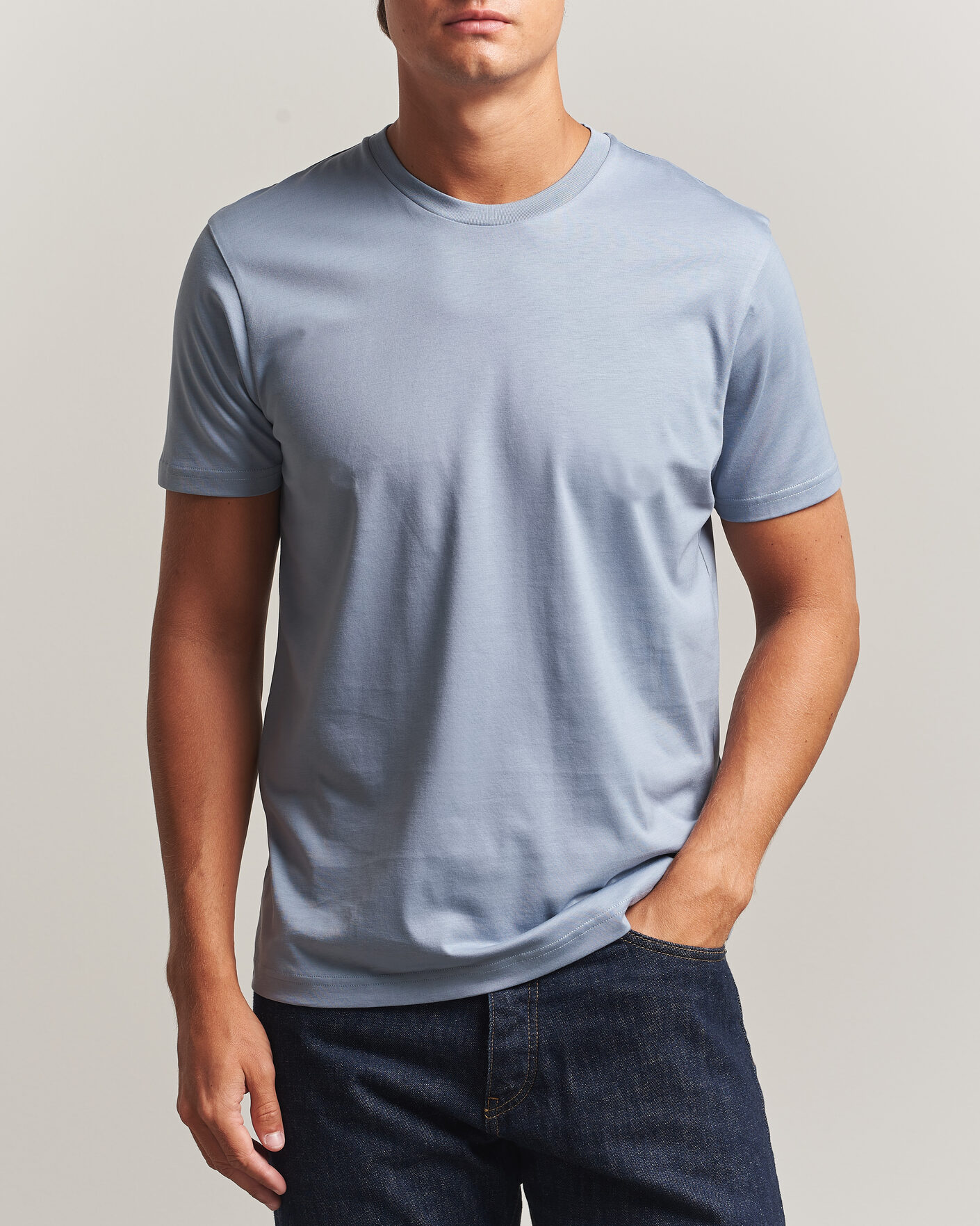 Herren | T-Shirts | Sunspel | Riviera Midweight T-Shirt Powder Blue
