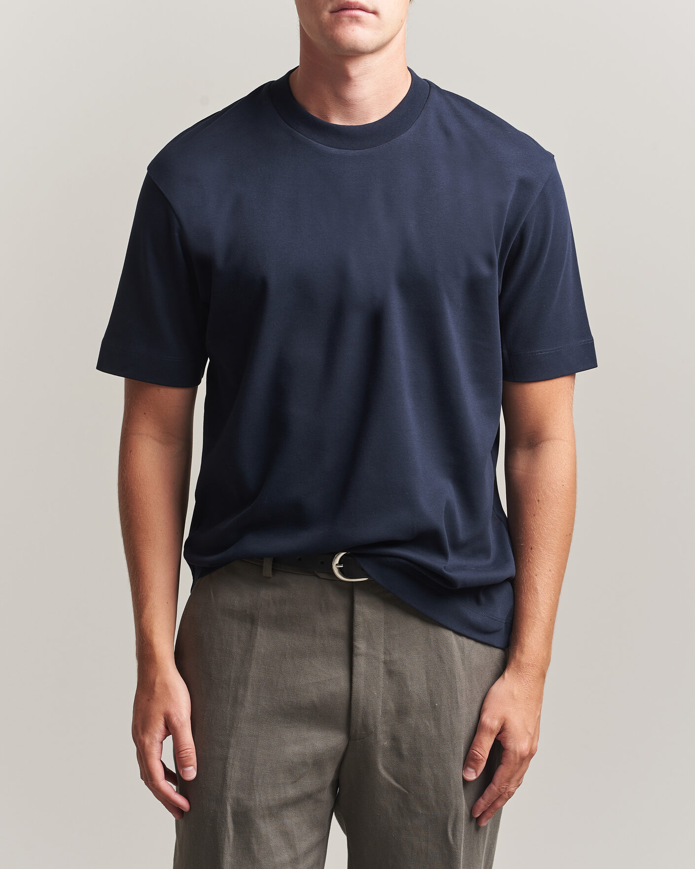 Herren | T-Shirts | Sunspel | Heavy Weight Supima Cotton T-Shirt Midnight Navy