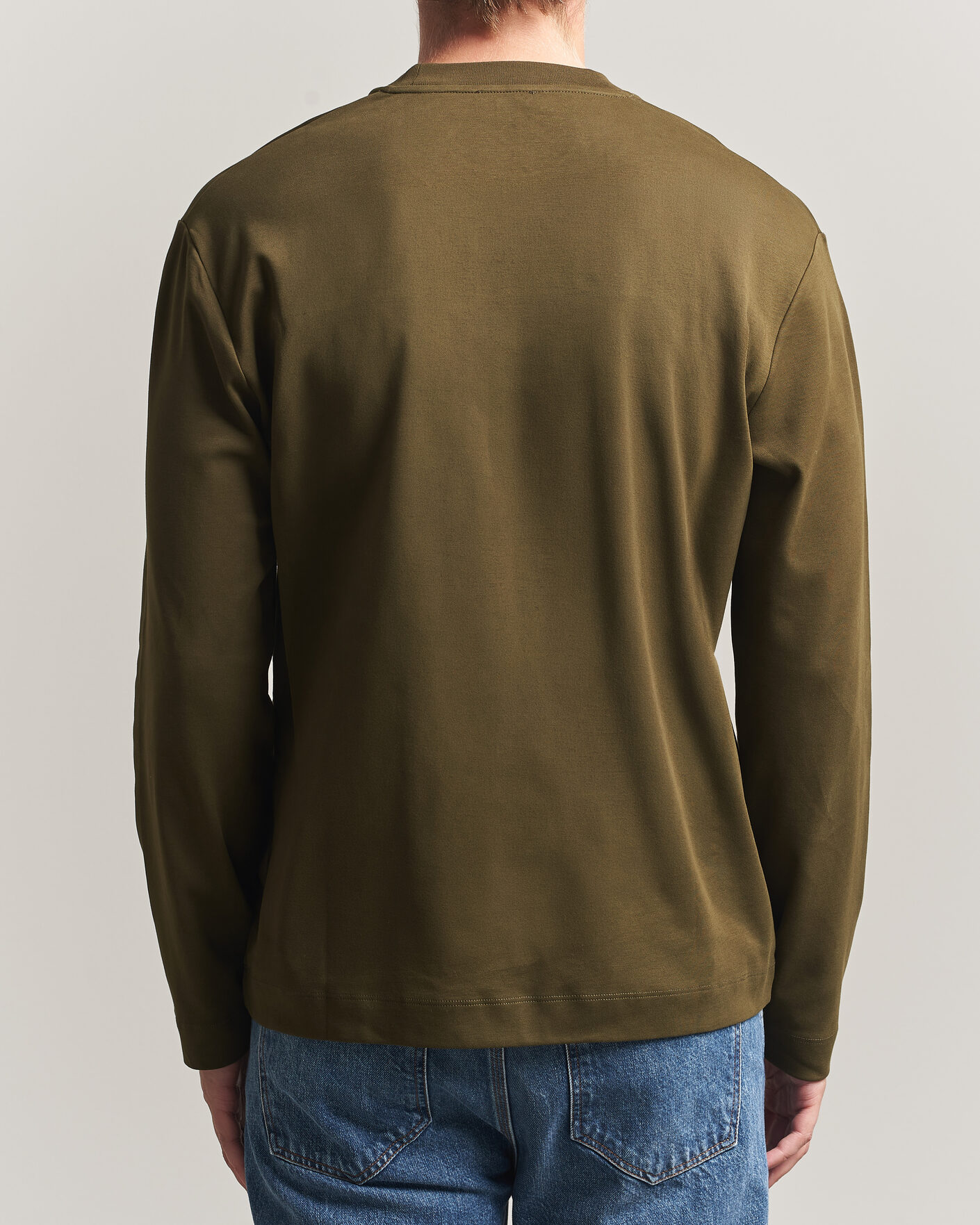 Herren | T-Shirts | Sunspel | Heavy Weight Supima Cotton Long Sleeve T-Shirt Green