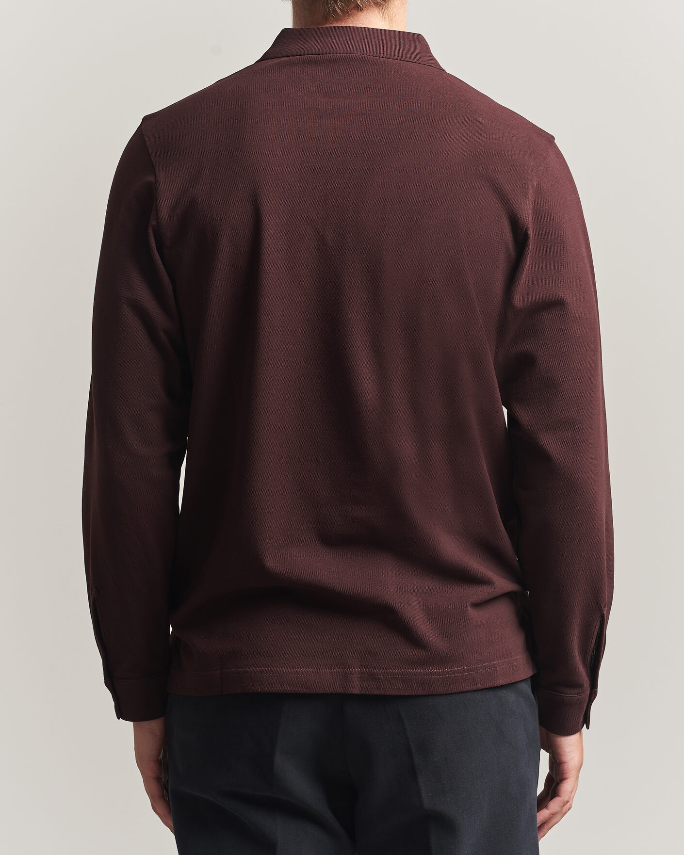 Herren | Poloshirts | Sunspel | Supima Cotton Long Sleeve Pique Polo Dark Brown