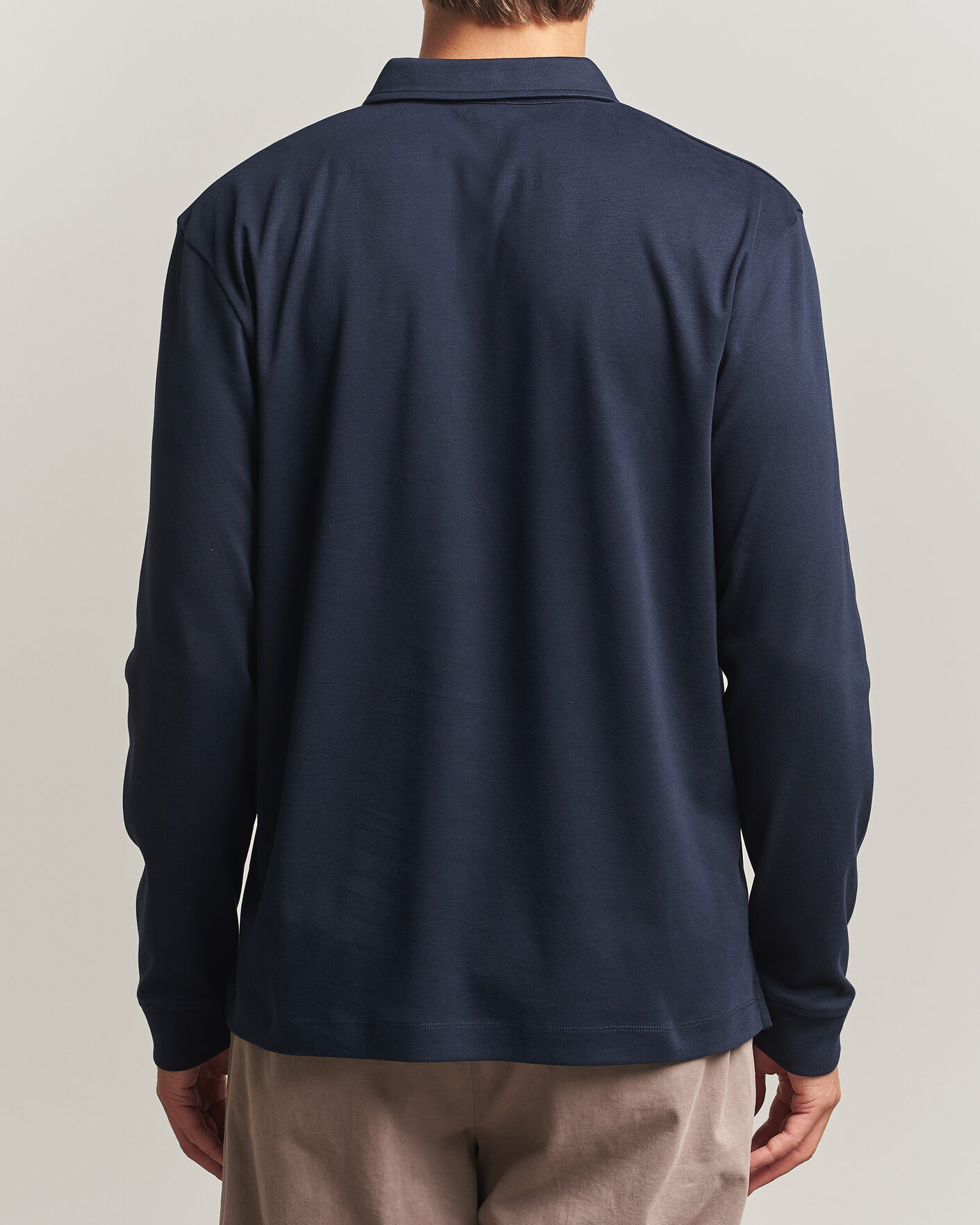 Herren | Poloshirts | Sunspel | Heavy Weight Supima Cotton Long Sleeve Polo Navy