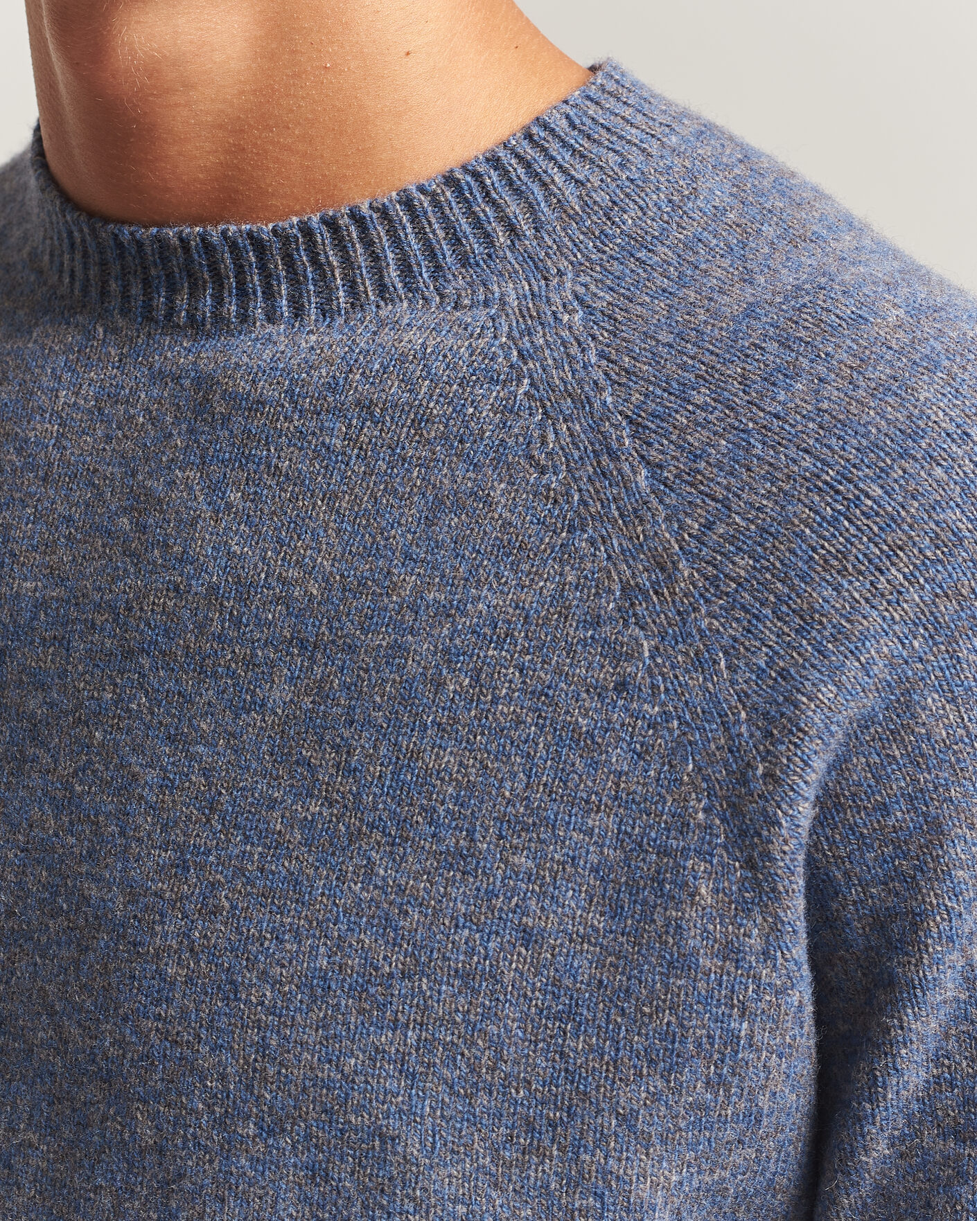 Herren | Pullover | Sunspel | Lambswool Crew Neck Denim Twist