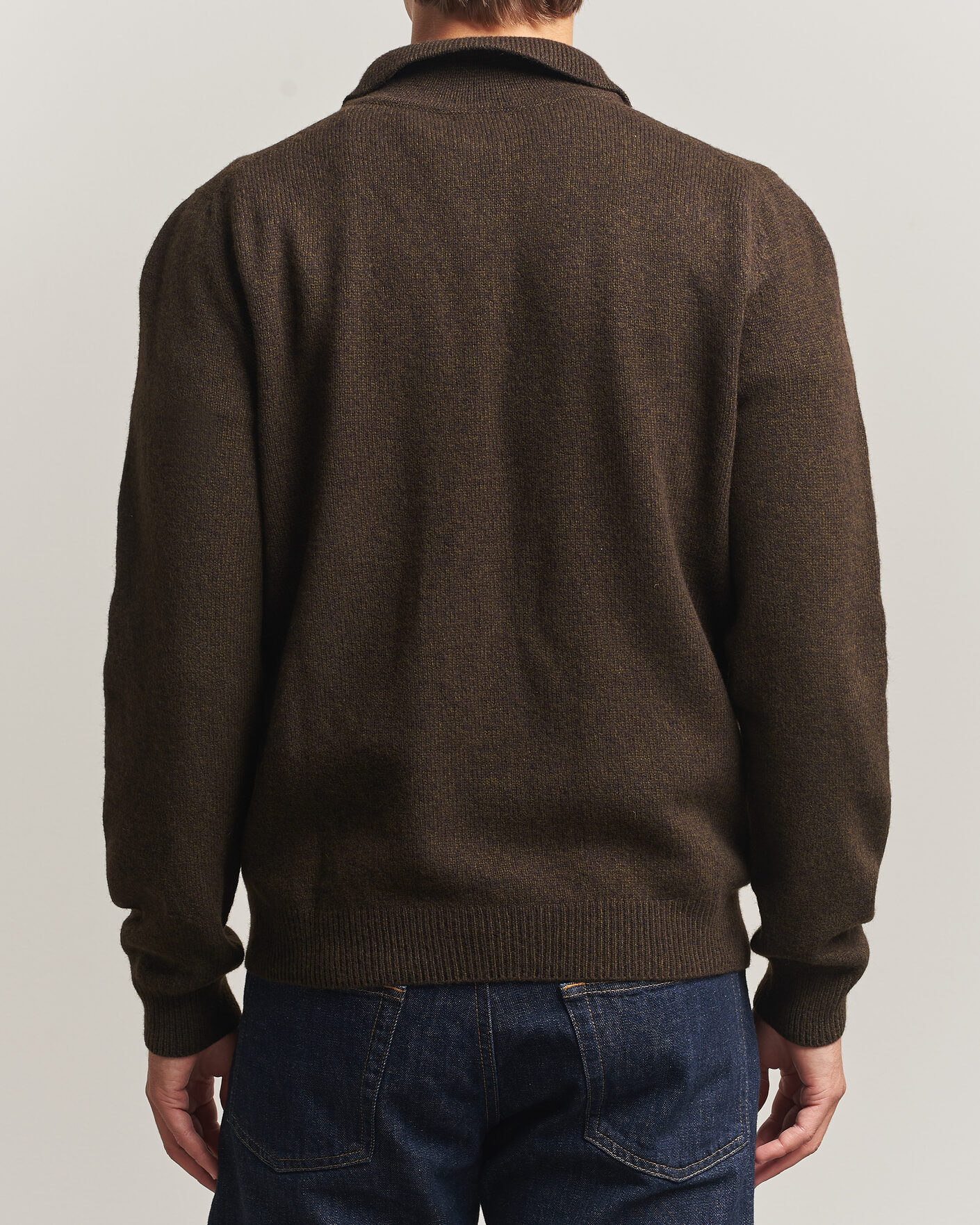 Herren | Pullover | Sunspel | Lambswool Poloshirt Loden Twist