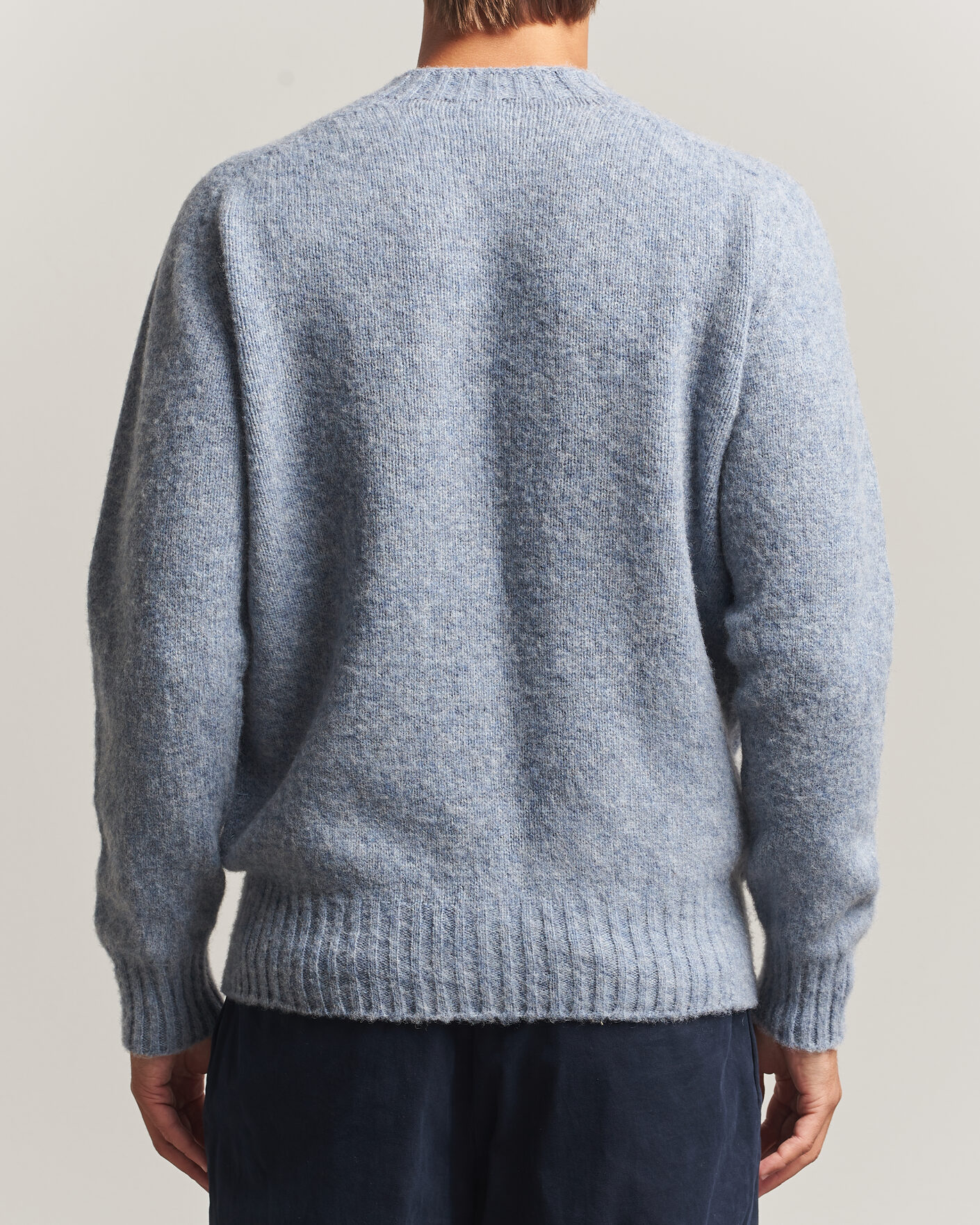 Herren | Pullover | Sunspel | Brushed Shetland Crew Neck Powder Blue