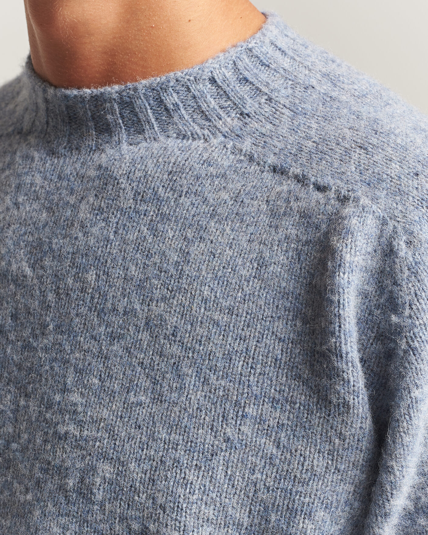 Herren | Pullover | Sunspel | Brushed Shetland Crew Neck Powder Blue