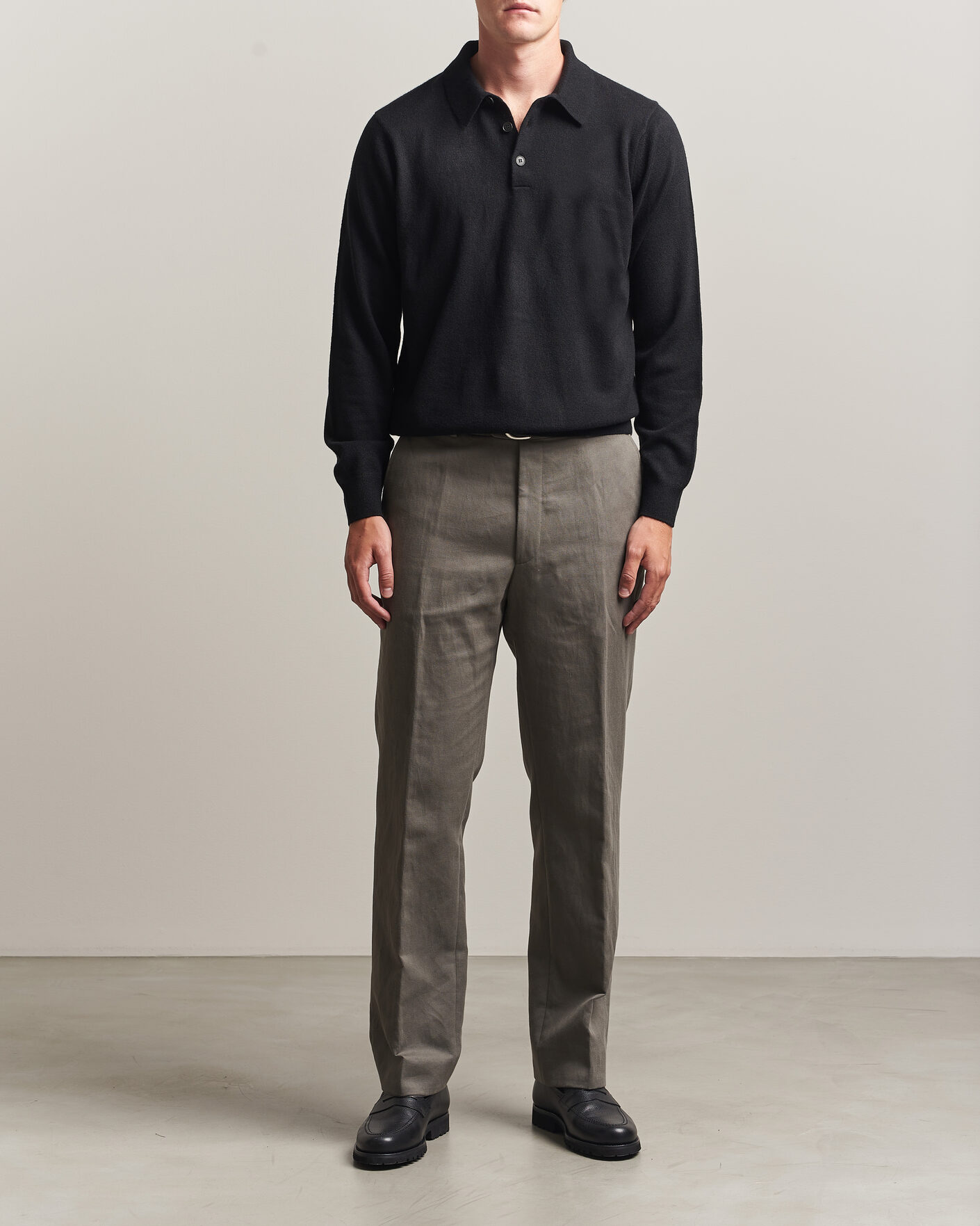 Herren | Pullover | Sunspel | Cashmere Polo Black
