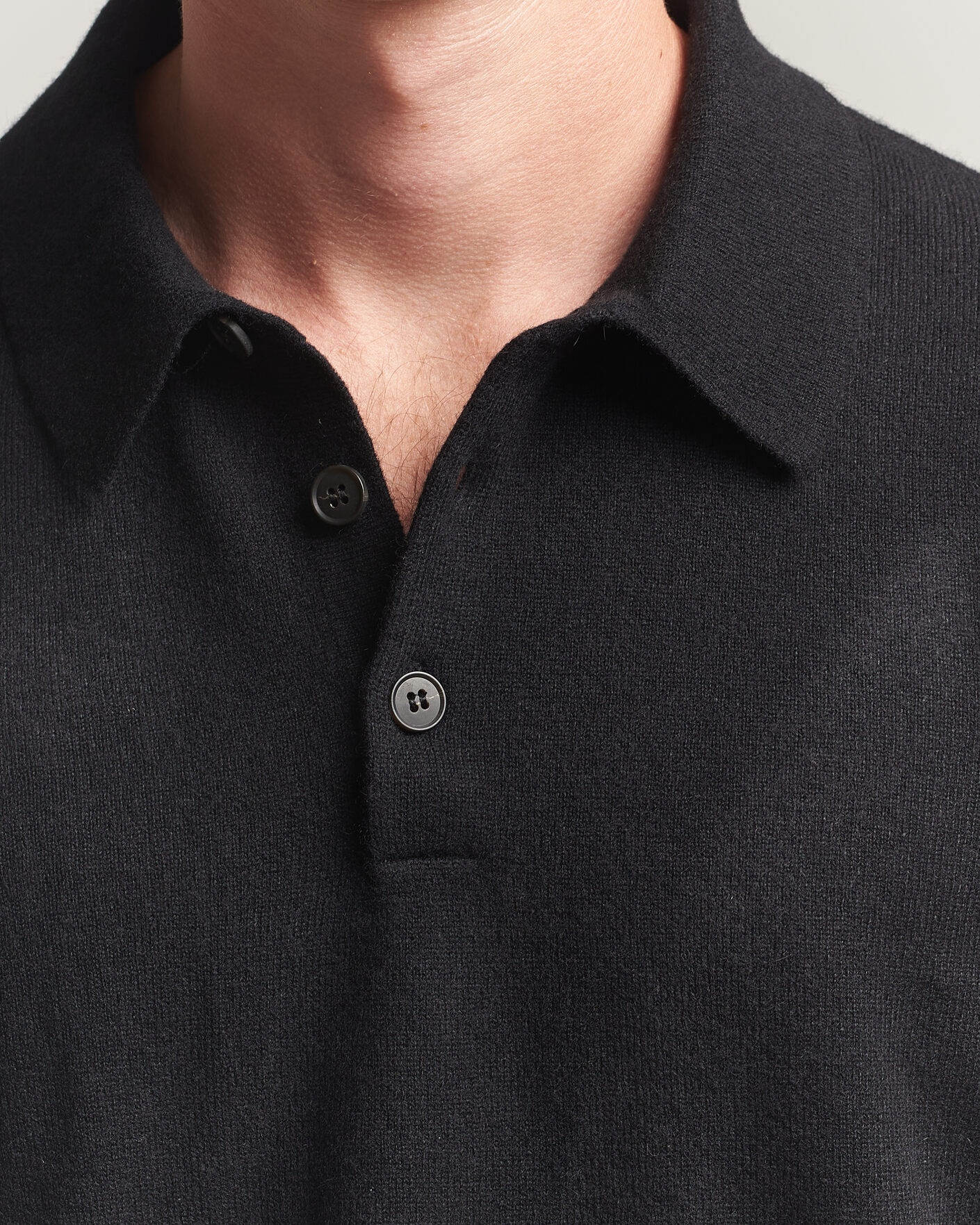 Herren | Pullover | Sunspel | Cashmere Polo Black