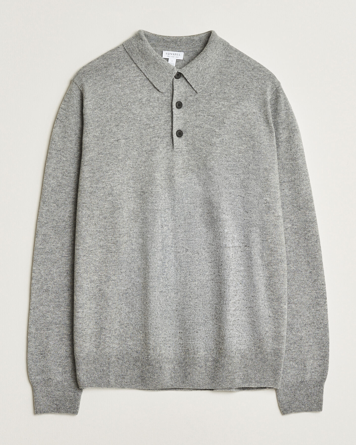 Herren | Pullover | Sunspel | Cashmere Polo Grey Melange