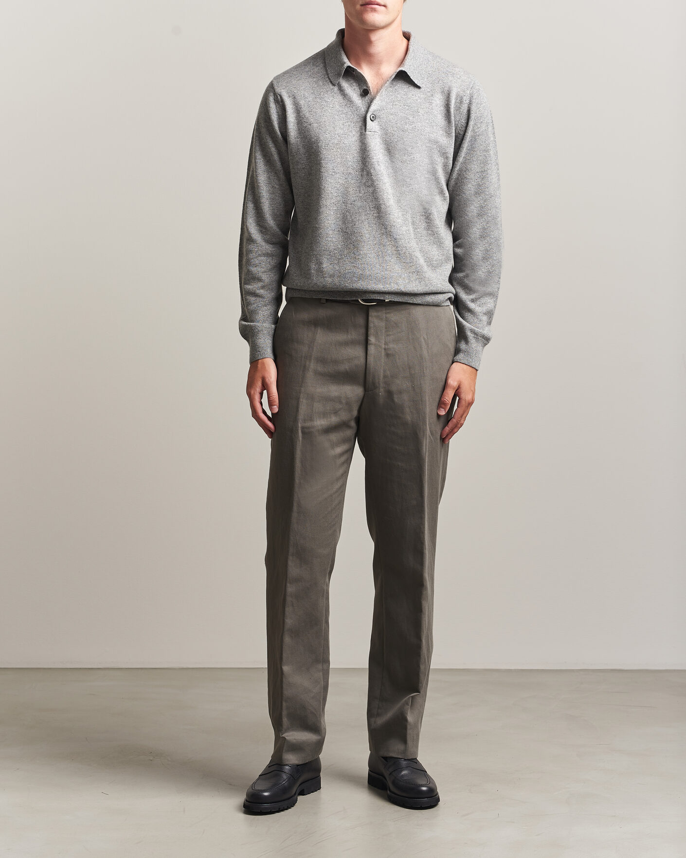 Herren | Pullover | Sunspel | Cashmere Polo Grey Melange