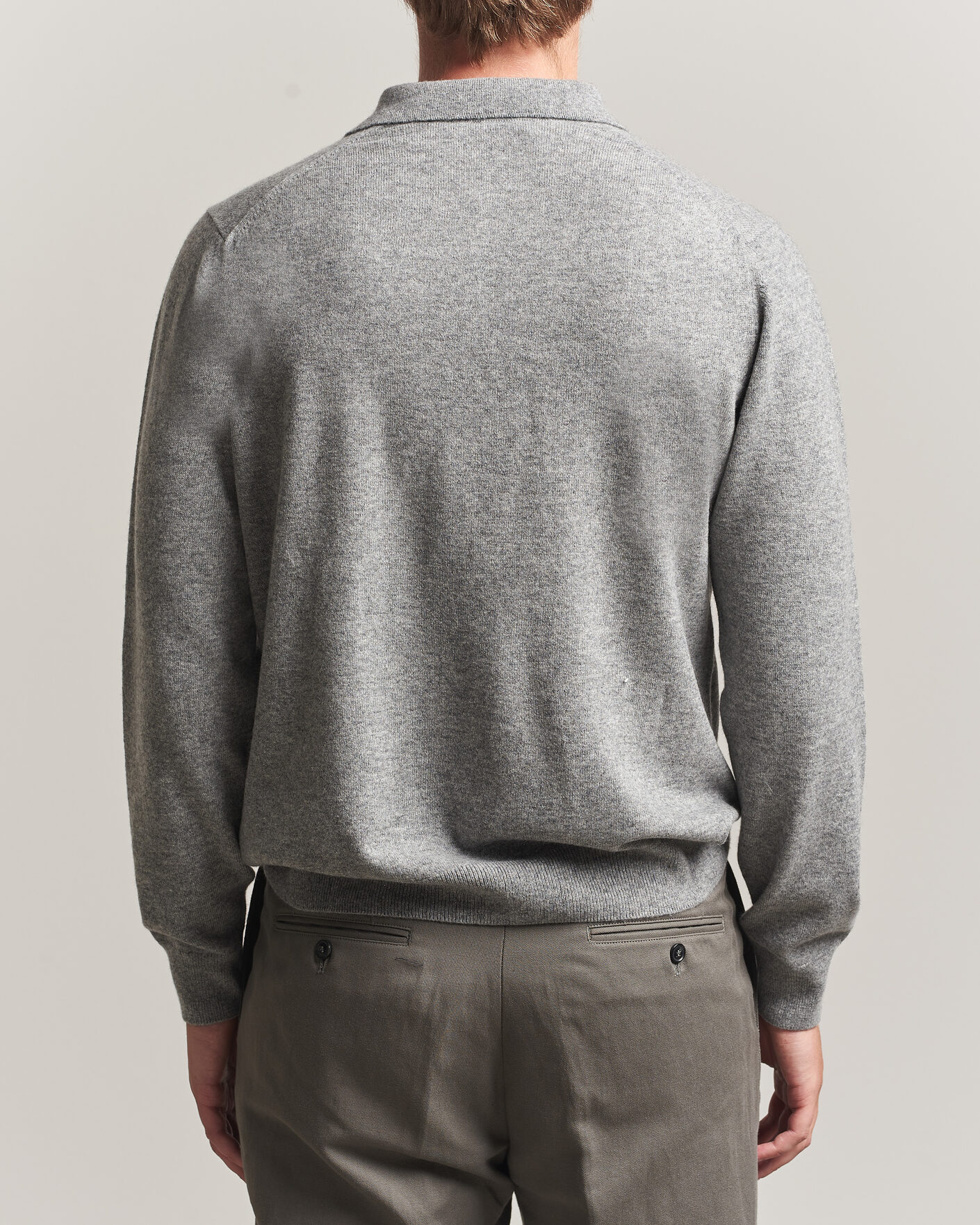 Herren | Pullover | Sunspel | Cashmere Polo Grey Melange