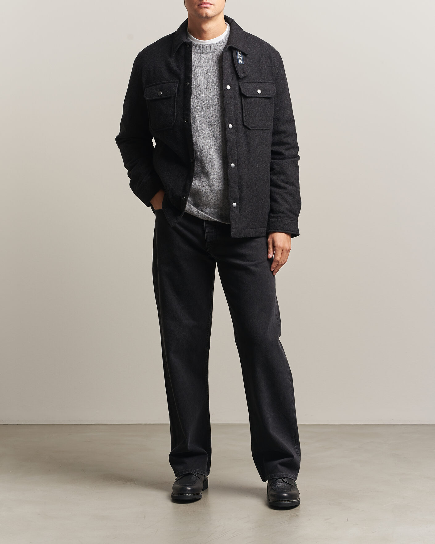 Herren | Jacken | Woolrich | Alaskan Wool Light Padded Shirt Jacket Faded Black