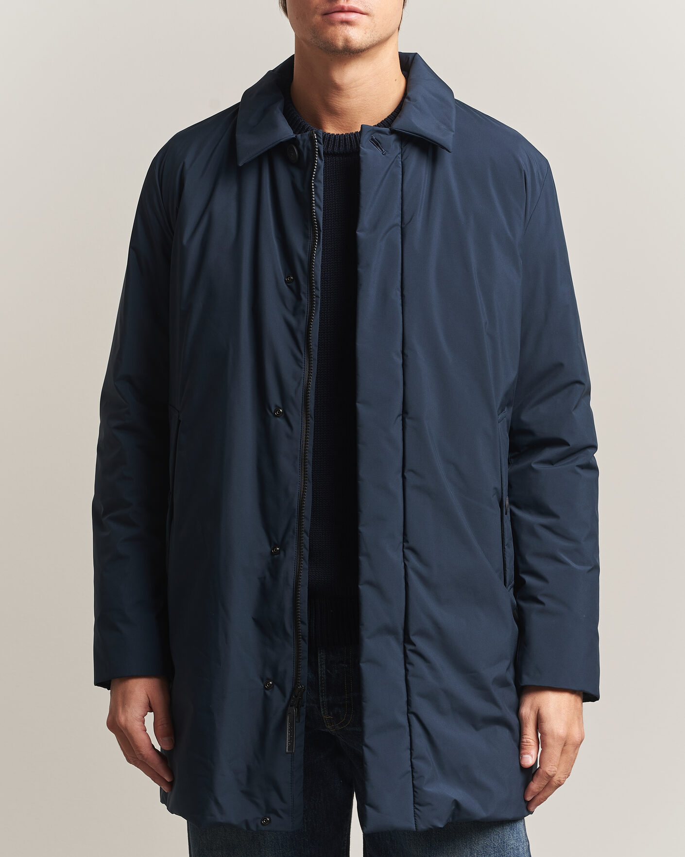 Herren | Jacken | Woolrich | Cloud Lamar Light Padded Coat Melton Blue
