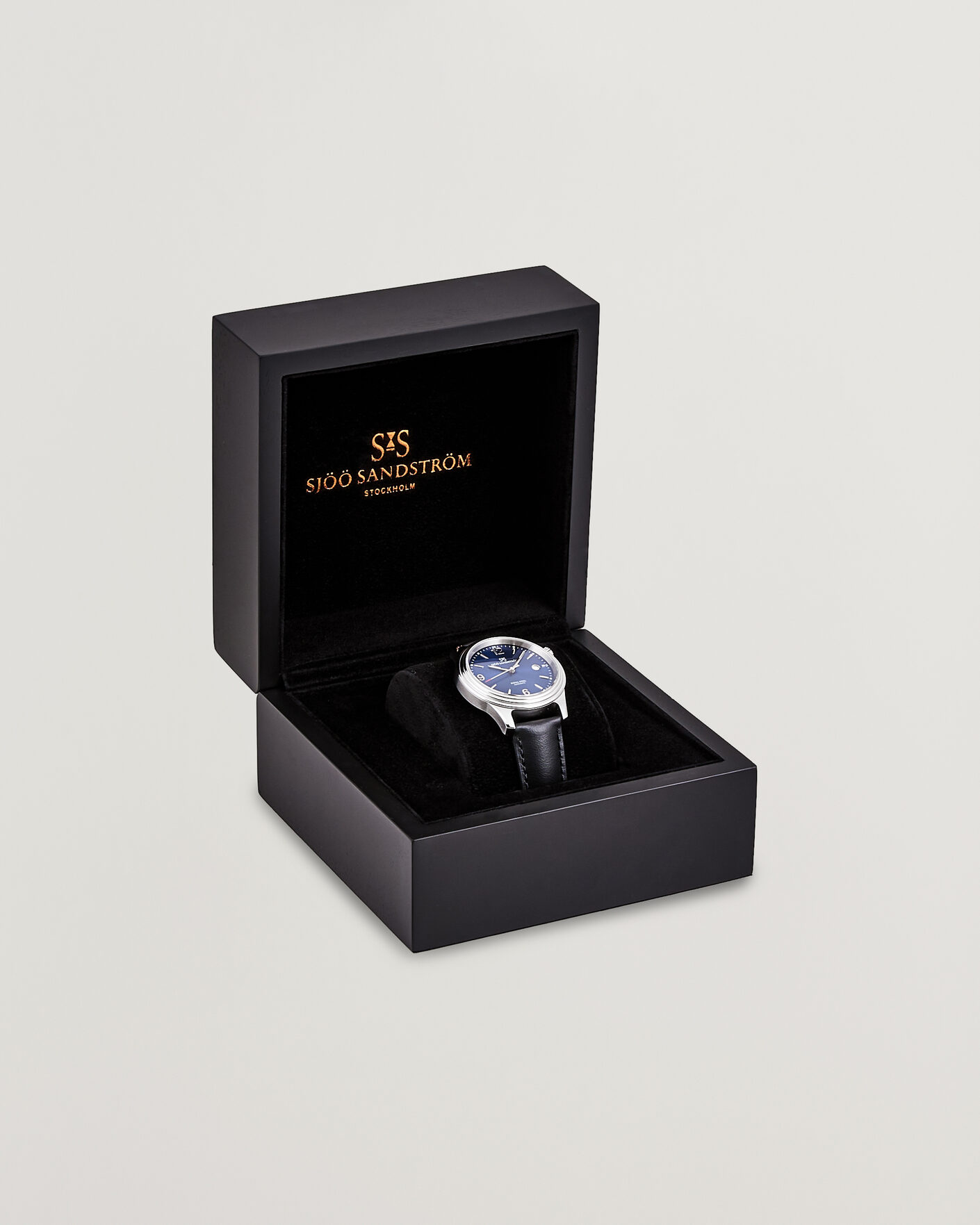 Herren | Sjöö Sandström Royal Steel 41mm Black Calf Blue Dial | Sjöö Sandström | Royal Steel 41mm Black Calf Blue Dial