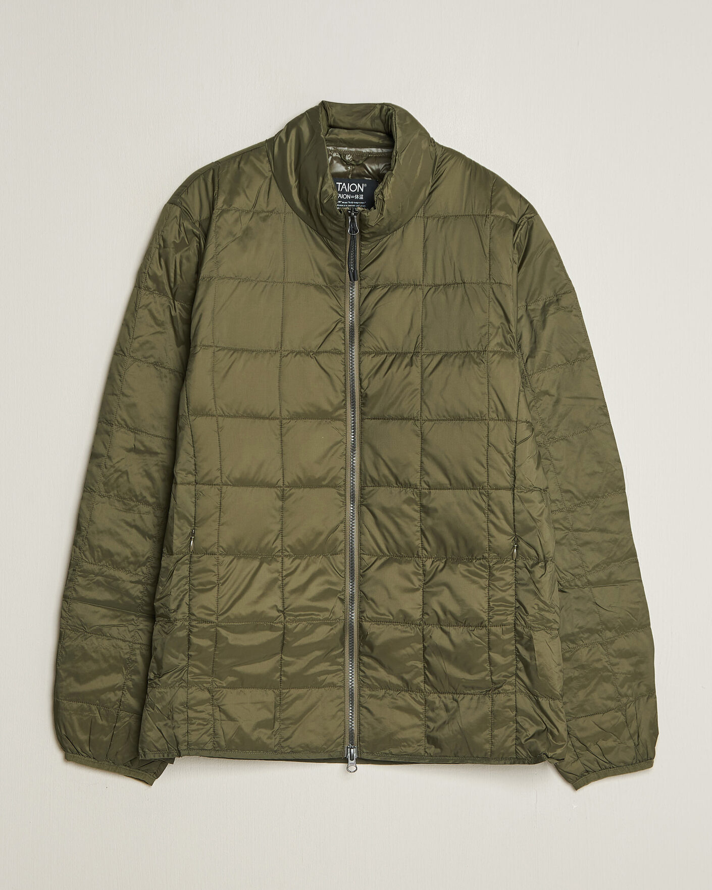 Herren | Jacken | TAION | High Neck Full Zip Lightweight Down Jacket Dark Olive