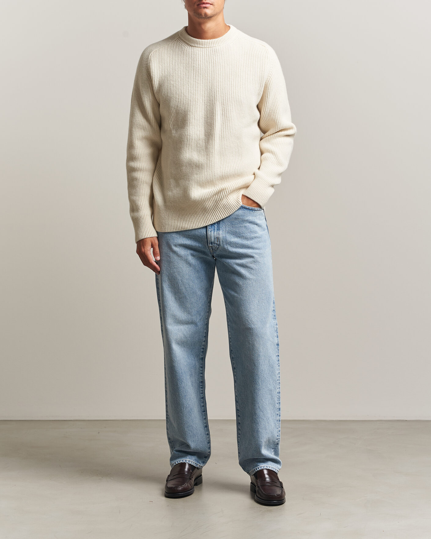 Herren | Pullover | Merz b. Schwanen | Merino/Cashmere Knitted Sweater Nature