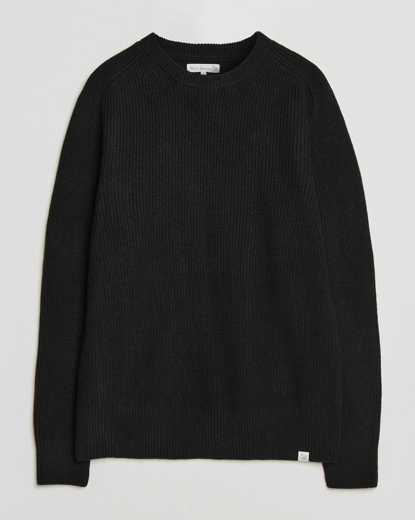 Herren | Pullover | Merz b. Schwanen | Merino/Cashmere Knitted Sweater Deep Black