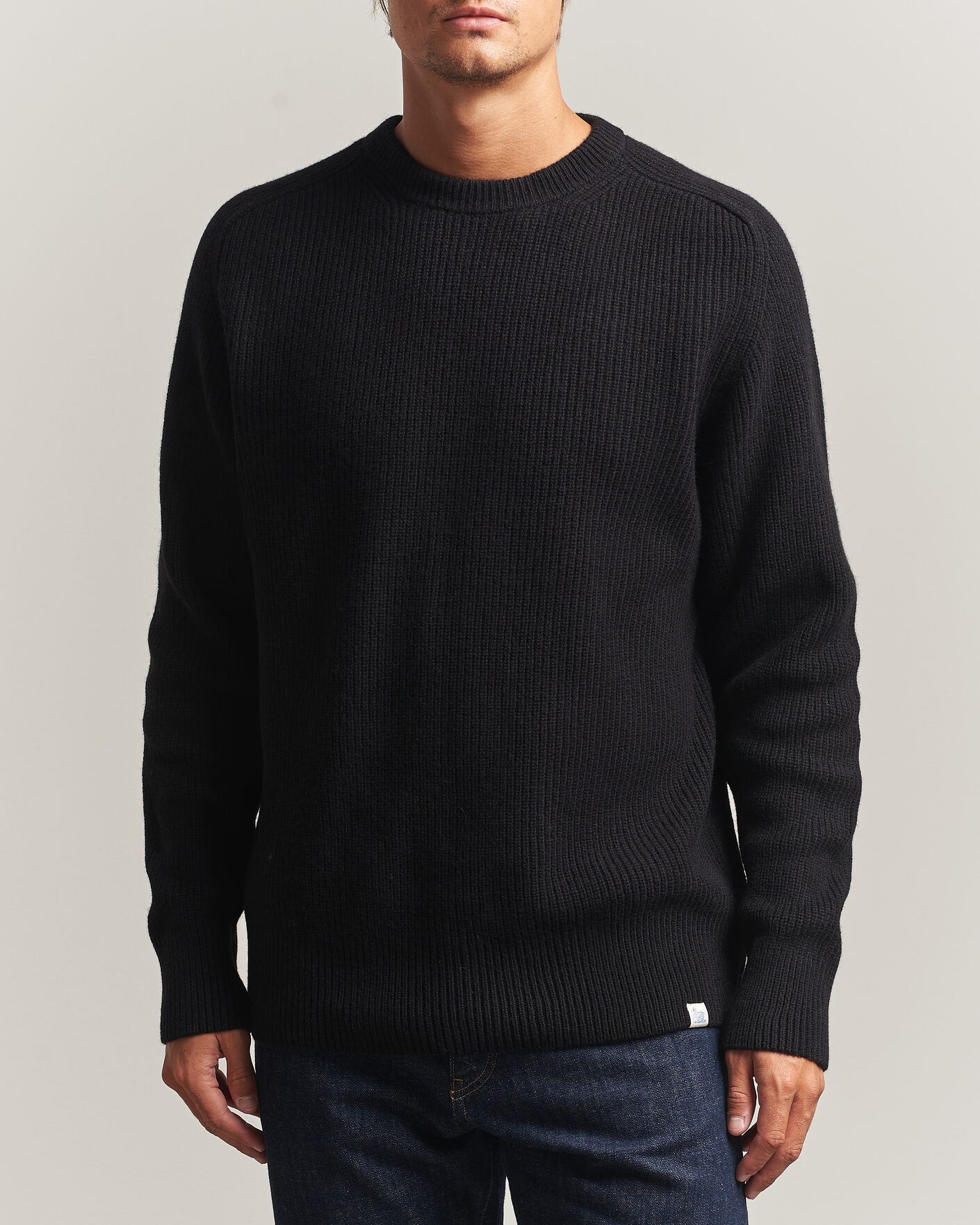 Herren | Pullover | Merz b. Schwanen | Merino/Cashmere Knitted Sweater Deep Black