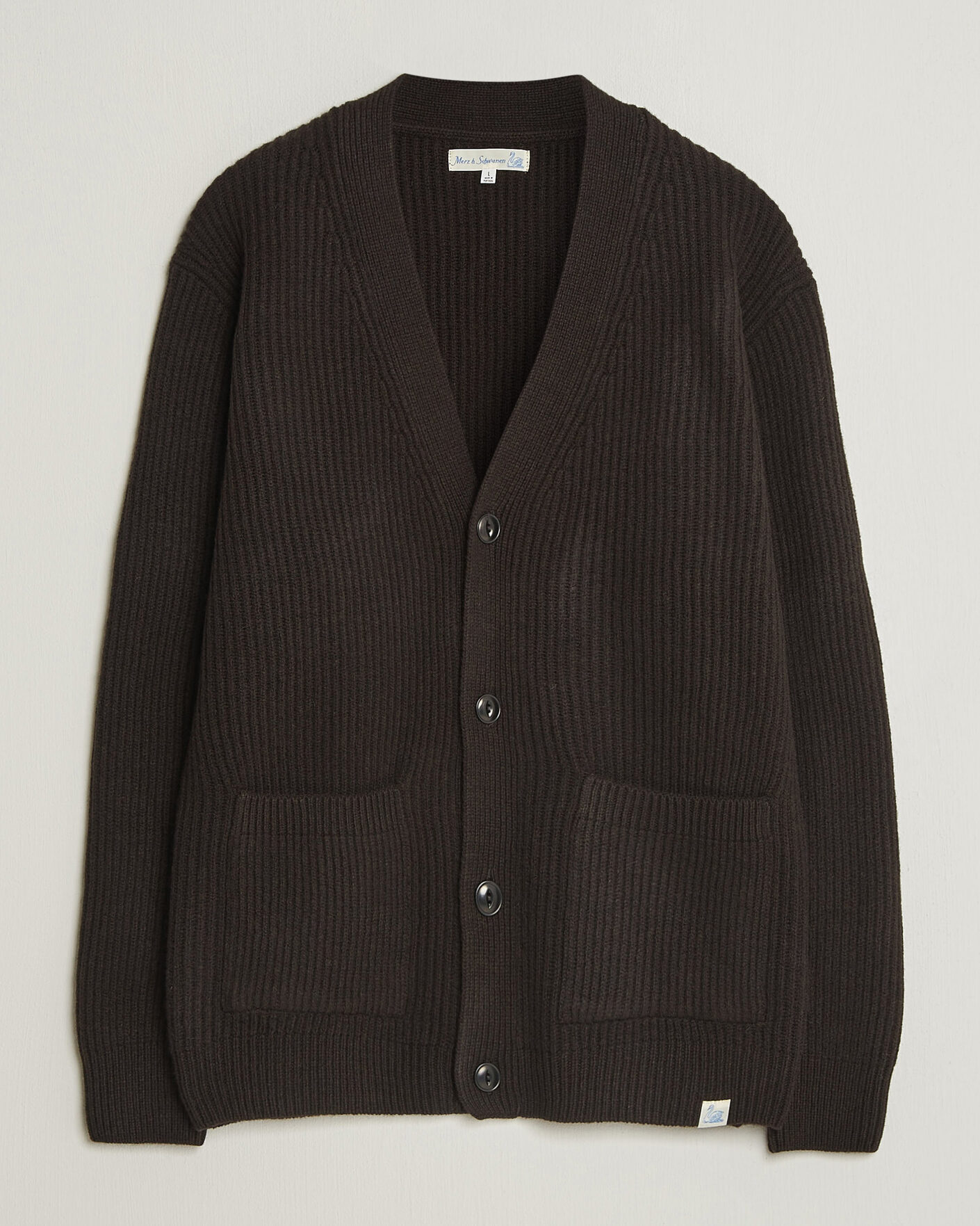 Herren | Pullover | Merz b. Schwanen | Merino/Cashmere Knitted Cardigan Espresso