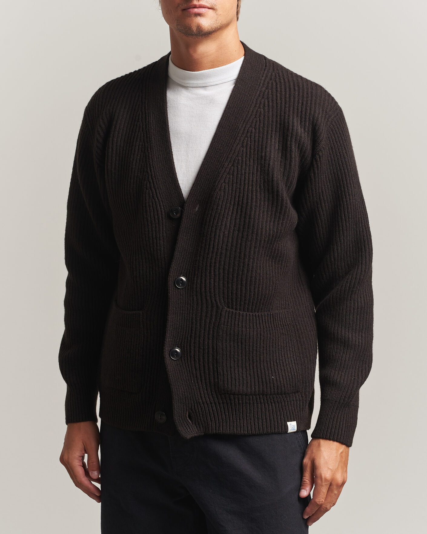 Herren | Pullover | Merz b. Schwanen | Merino/Cashmere Knitted Cardigan Espresso