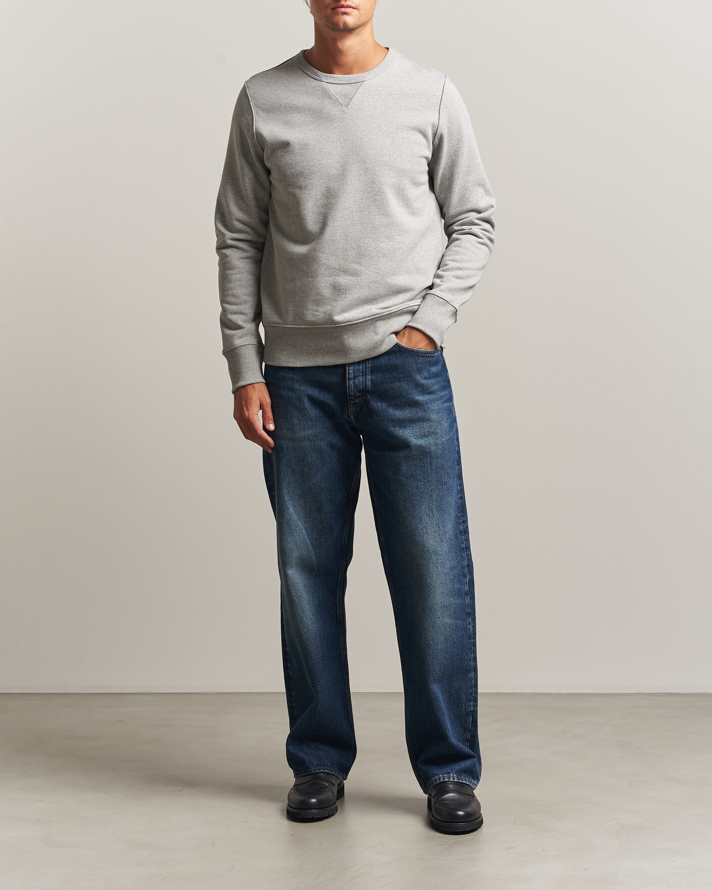Herren | Pullover | Merz b. Schwanen | Classic Fit Loopwheeled Heavyweight Sweatshirt Grey Melange