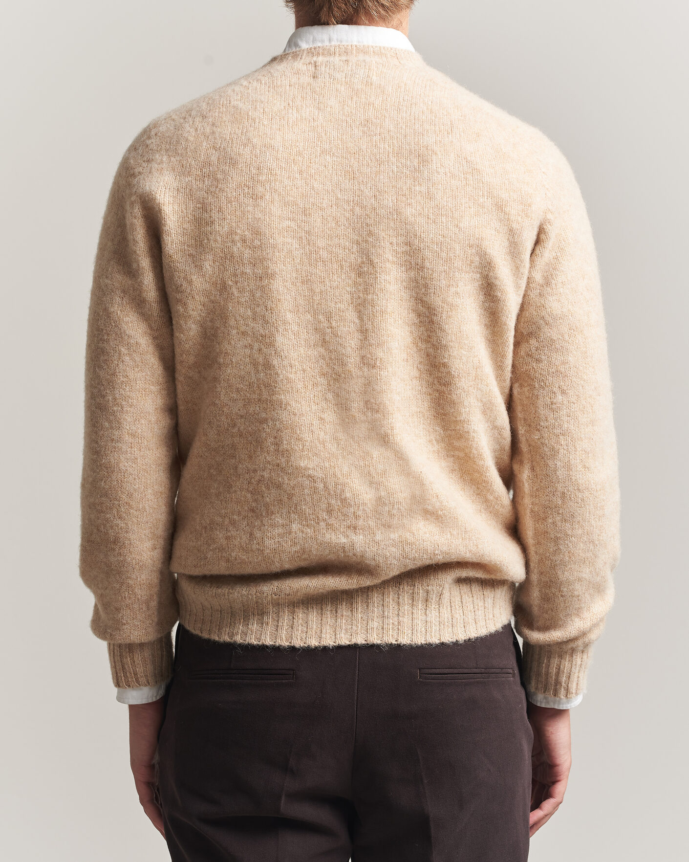 Herren | Pullover | Harley Of Scotland | Brushed Supersoft Lambswool Crewneck Calico
