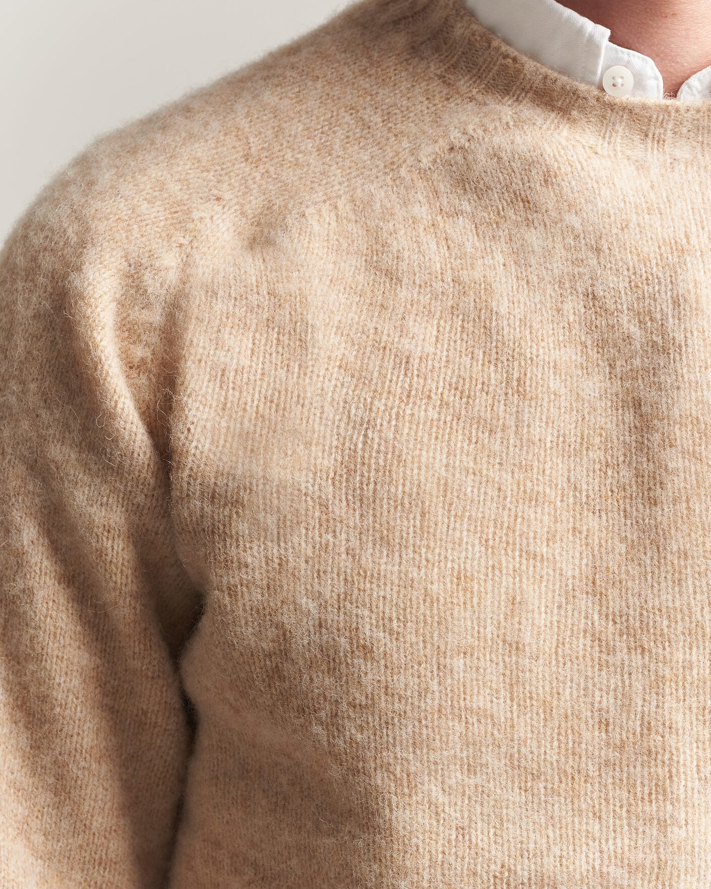 Herren | Pullover | Harley Of Scotland | Brushed Supersoft Lambswool Crewneck Calico
